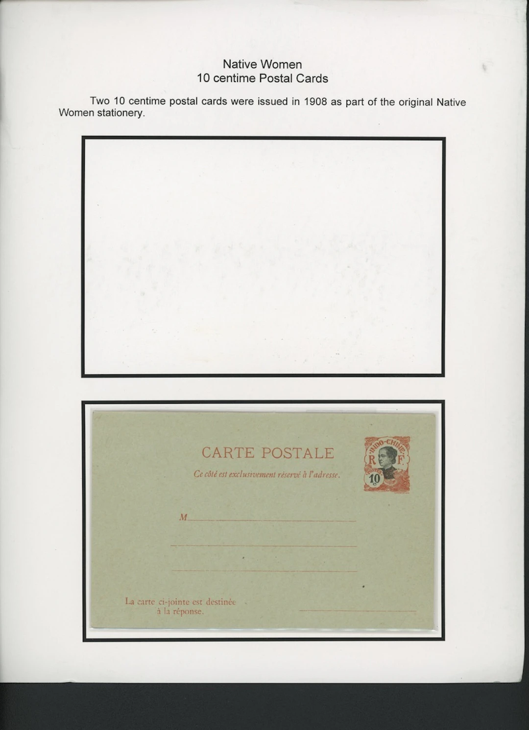 Indo-China French Indo-Chinese Post Office 1907 Native Women issue - stationery