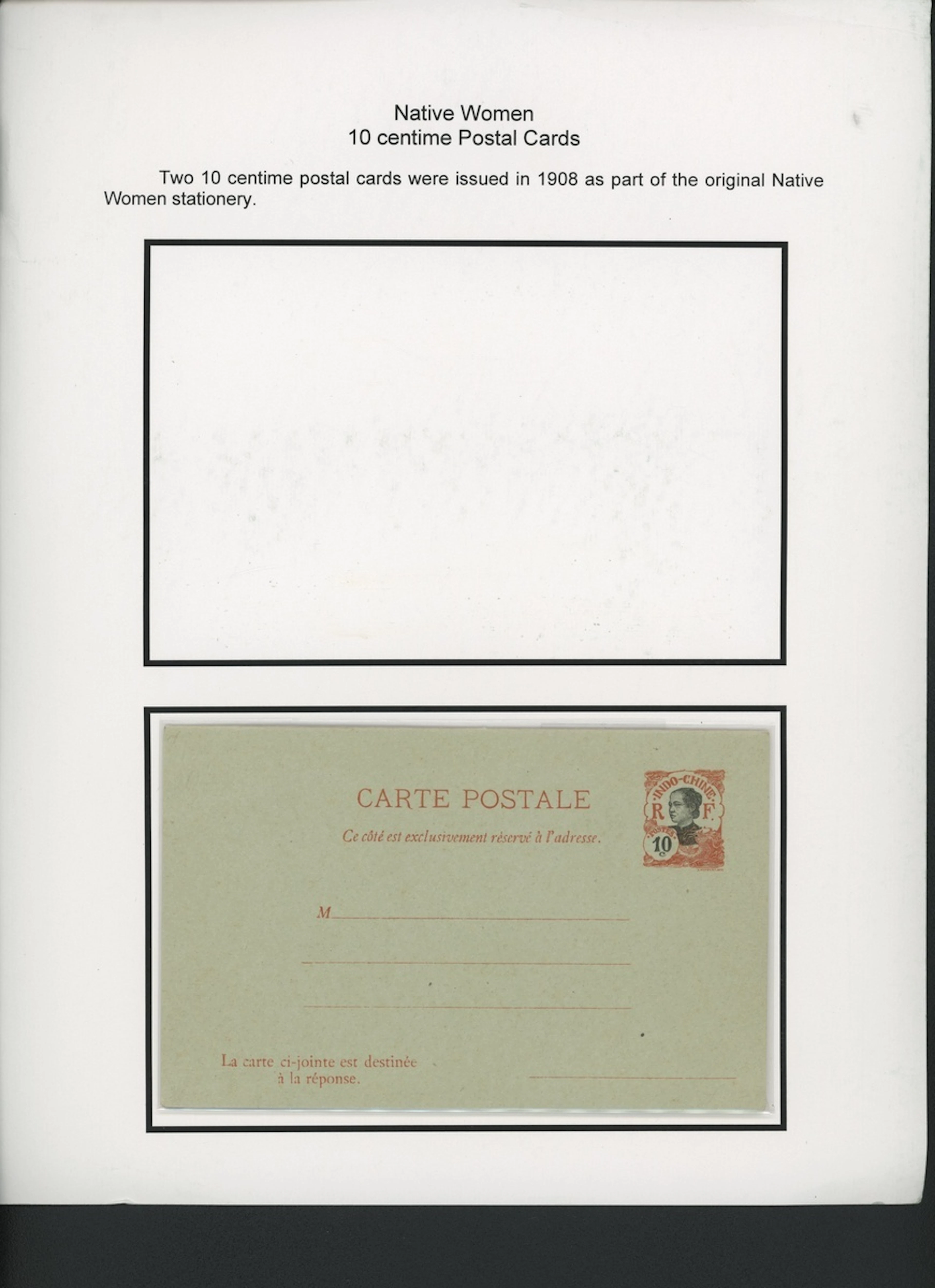 Indo-China French Indo-Chinese Post Office 1907 Native Women issue - stationery