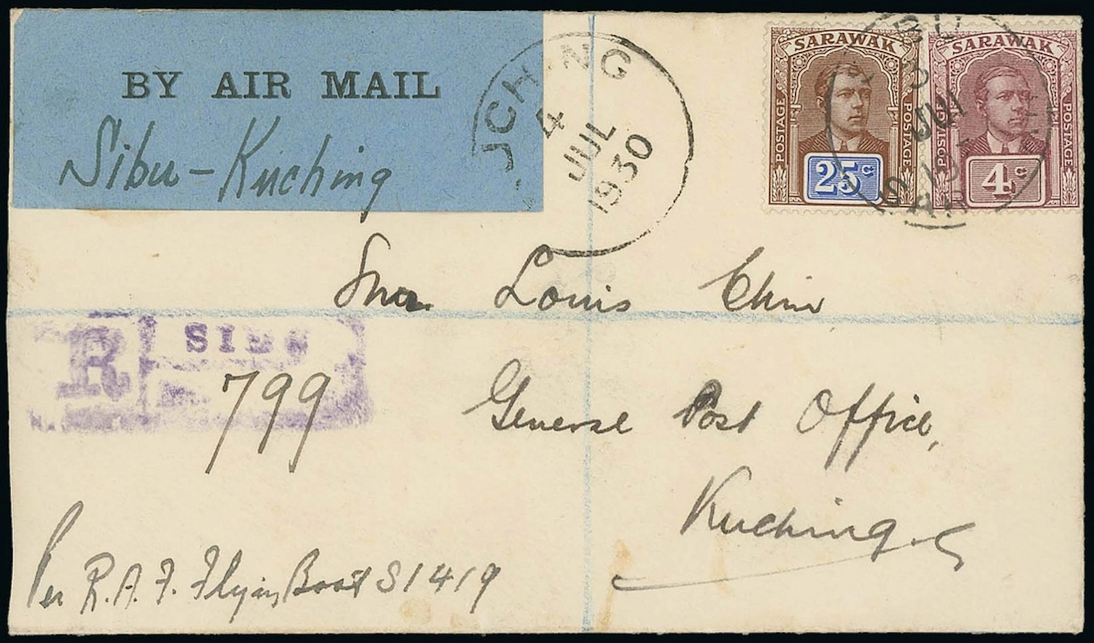 Sarawak Airmails The R.A.F. Survey Flights 1930 (3 July) envelope