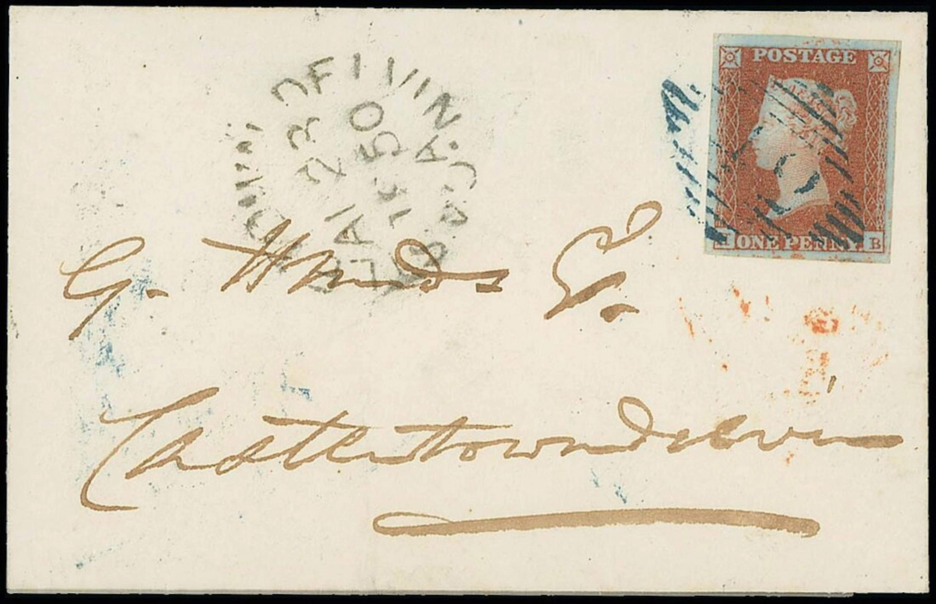 Great Britain 1841-53 One Penny Red-Brown Coloured Cancellations Plate