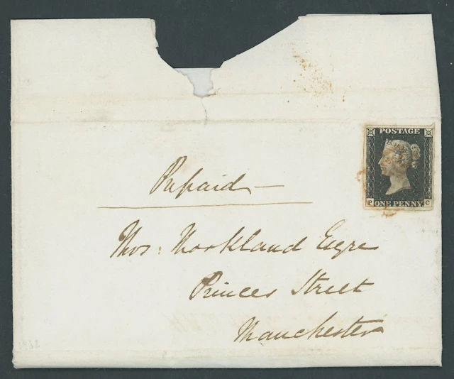 Great Britain 1840 One Penny Black Plate 2 PC, small to large margins