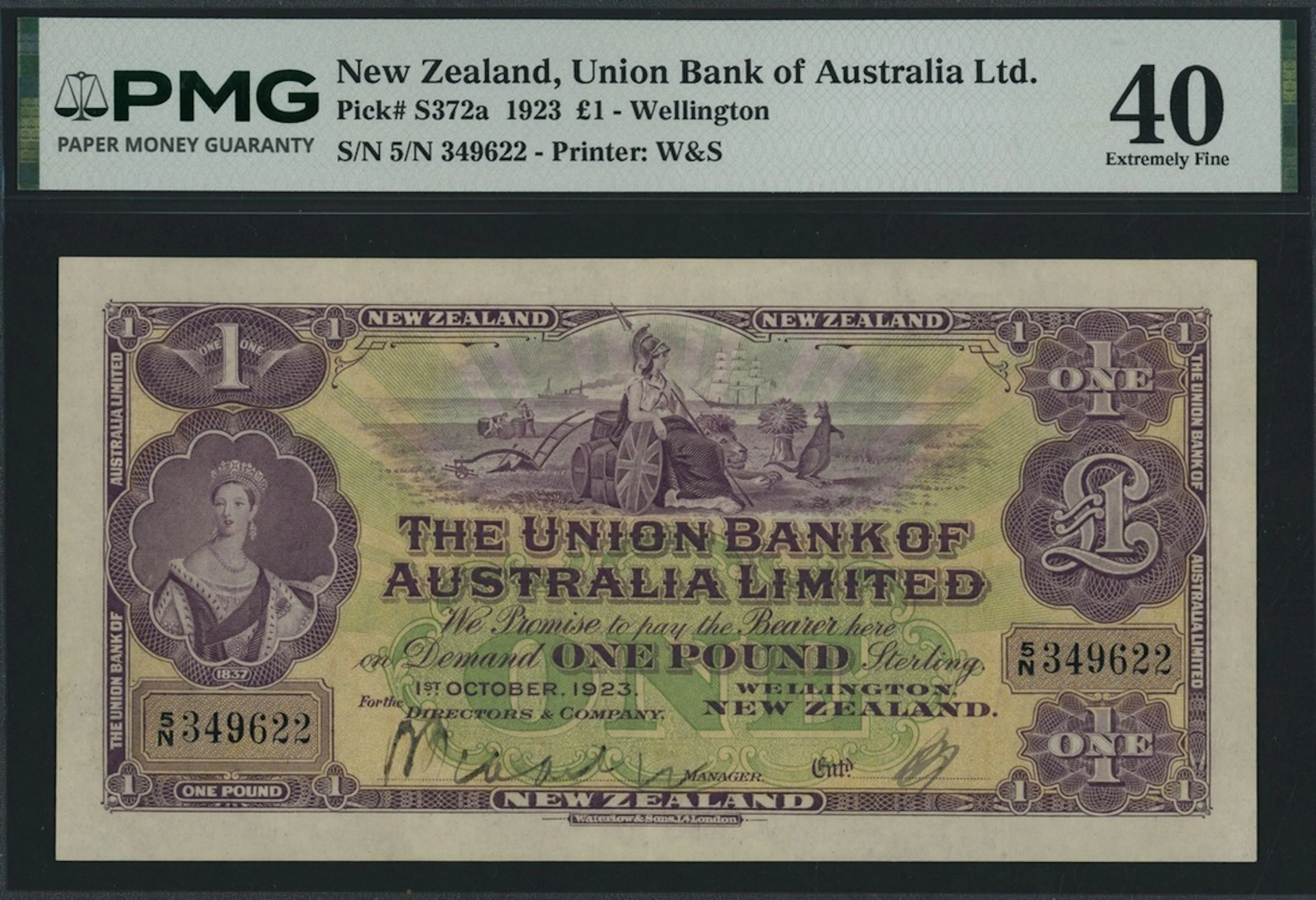 Union Bank of Australia, *TOP POP* 1 Pound, Wellington, 1st October
