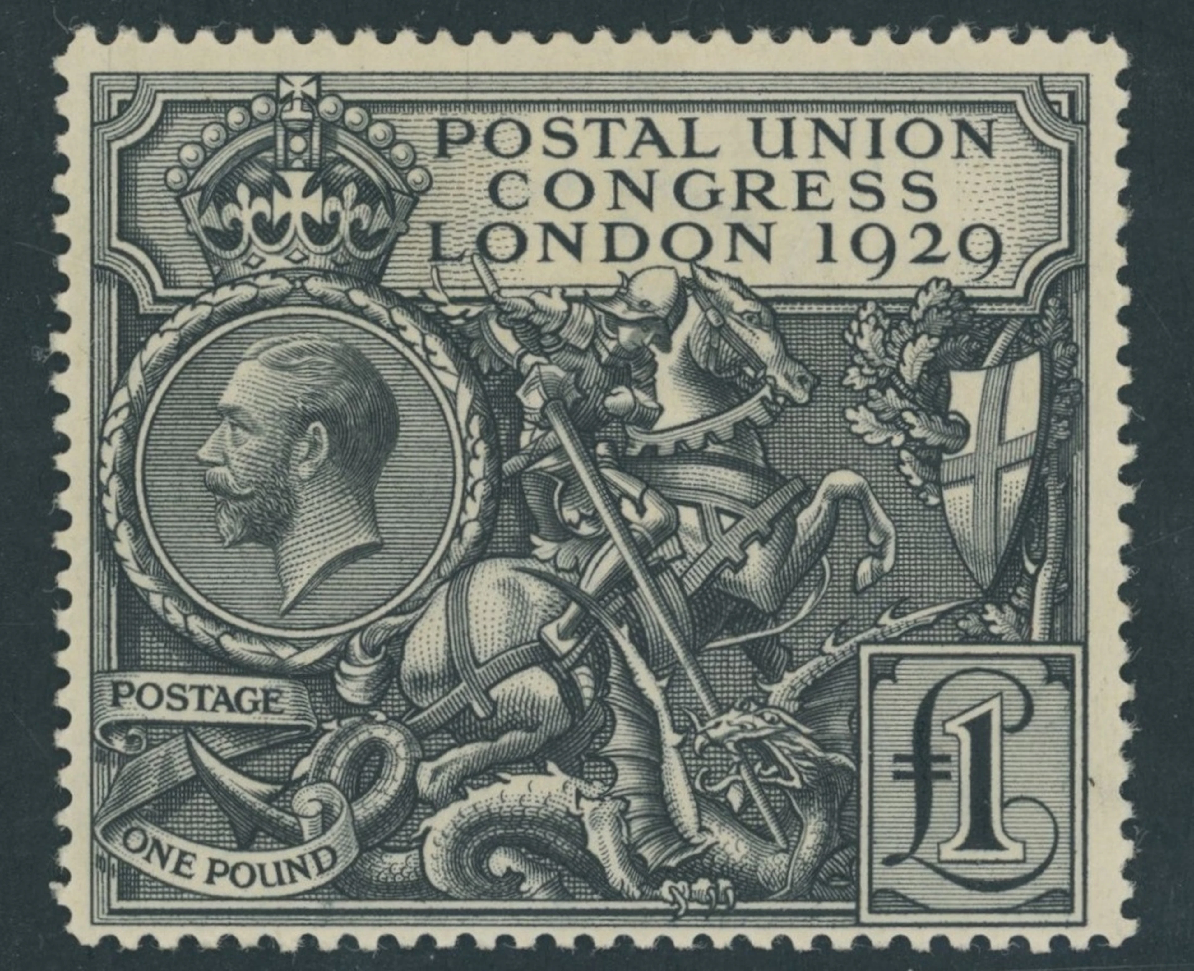 Great Britain King George V 1929 Postal Union Congress £1 black, unmounted