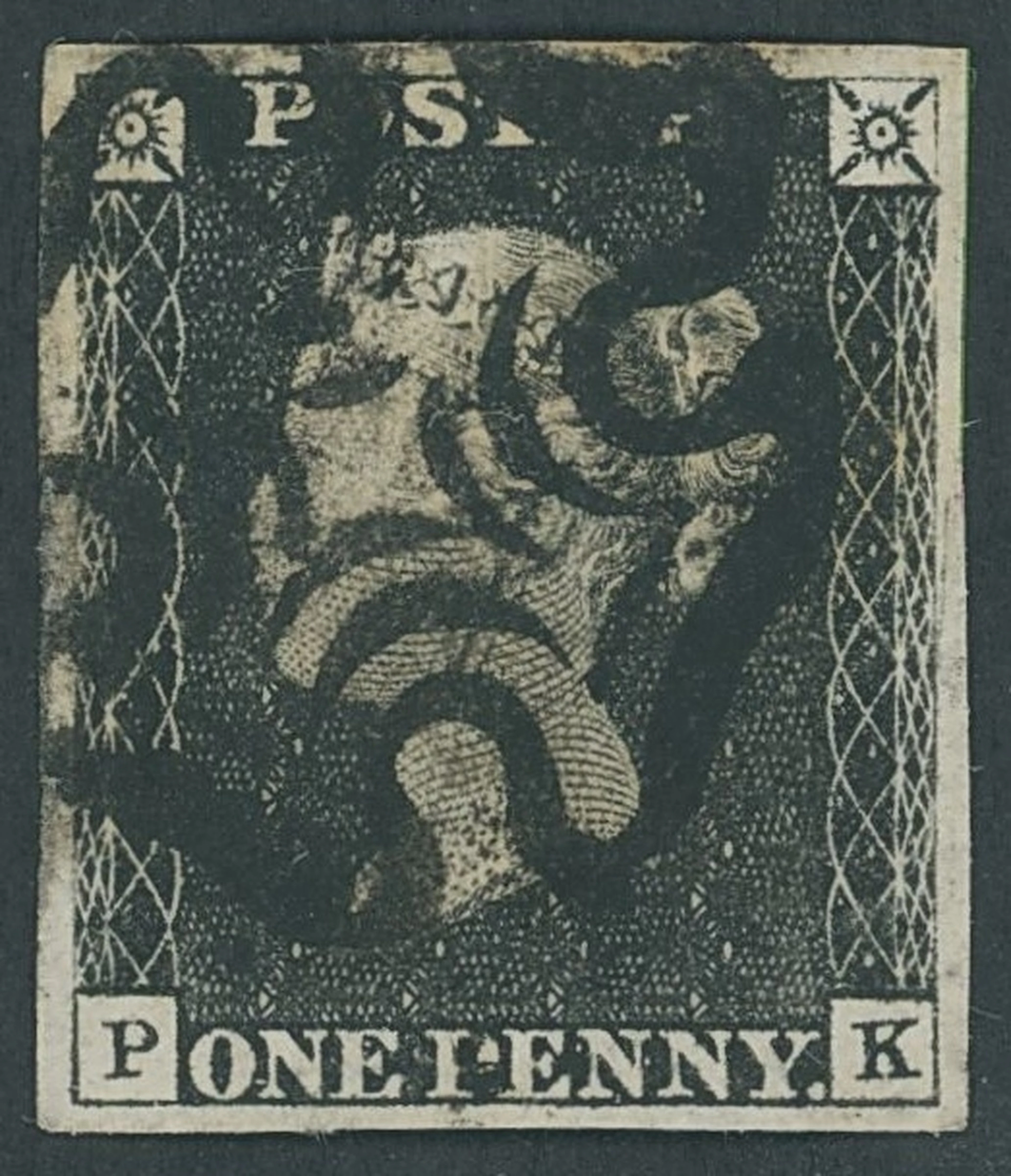 Great Britain 1840 One Penny Black Plate 1b PK, retouched check letters