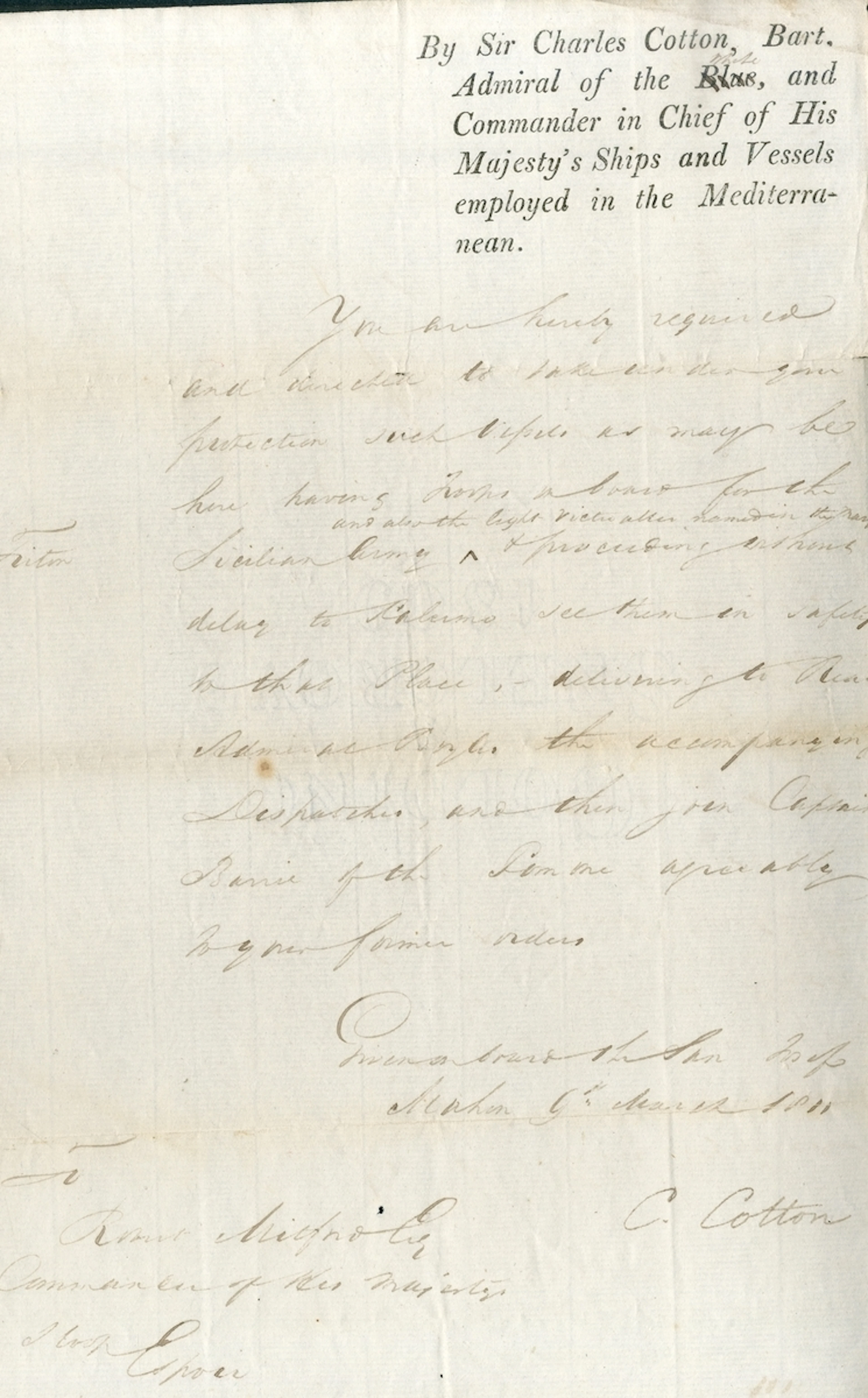 An archive of routine Royal Navy orders and documents, featuring a