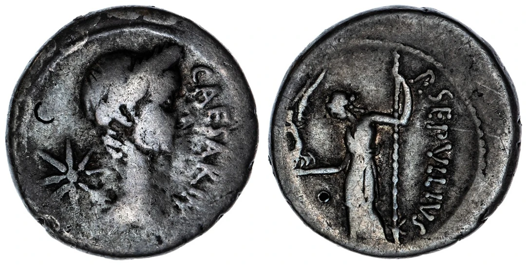 Roman Republic, Julius Caesar, Dictator (49-44 BC), AR Denarius, January-Februar