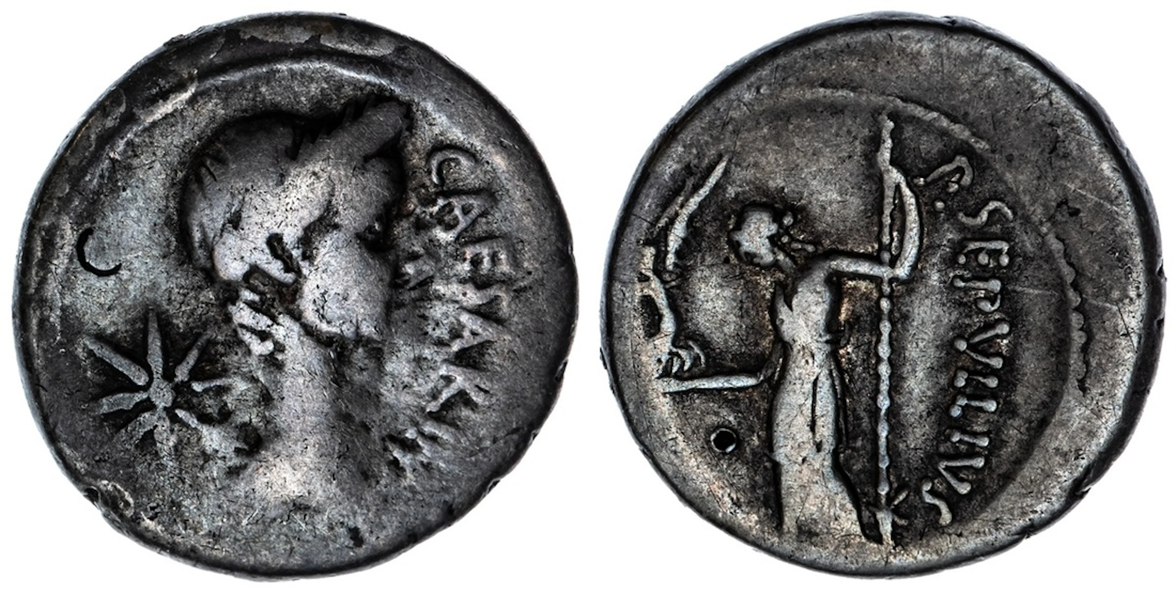Roman Republic, Julius Caesar, Dictator (49-44 BC), AR Denarius, January-Februar