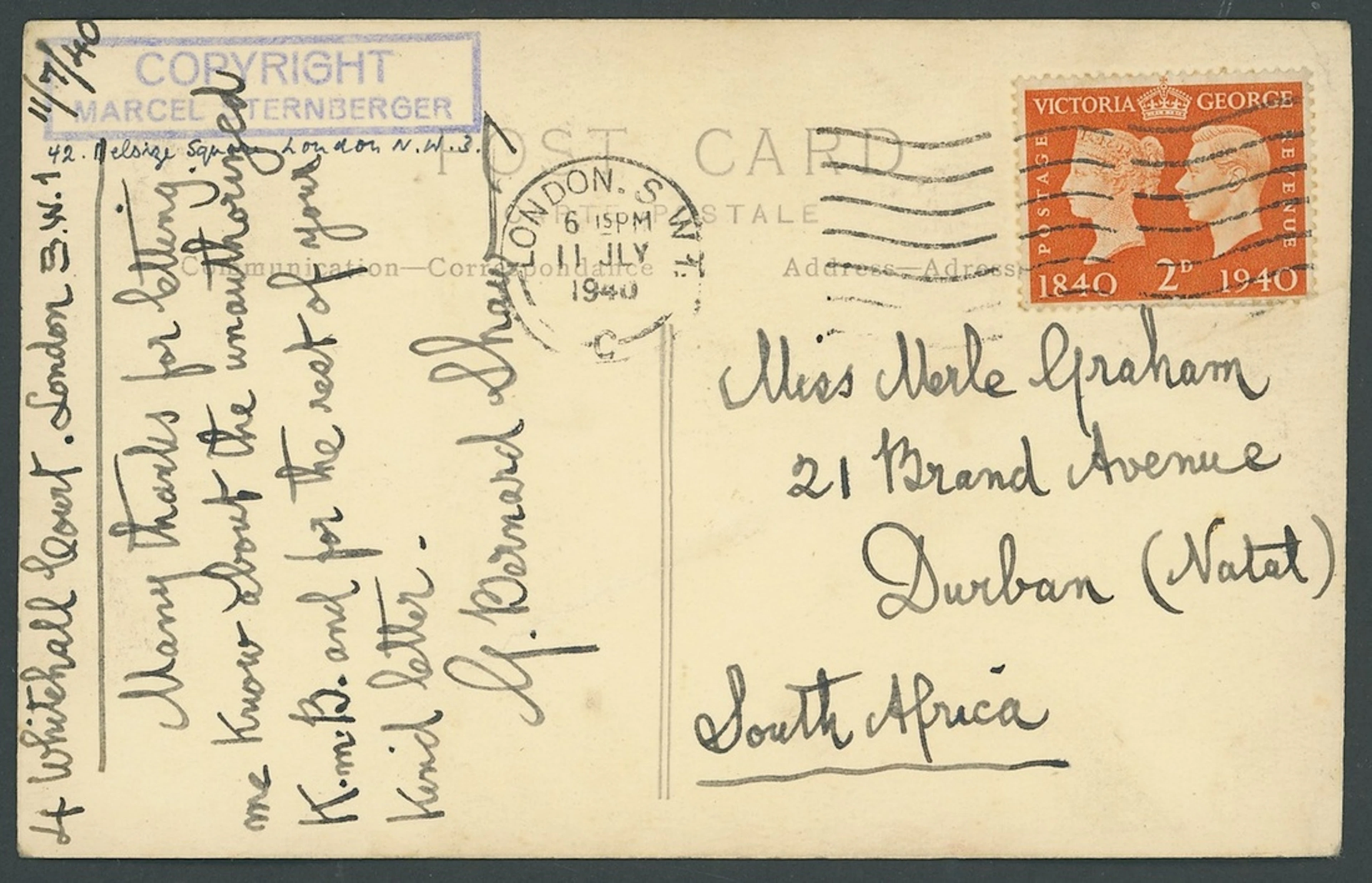 Great Britain George Bernard Shaw 1940 Postcard photograph of playwright