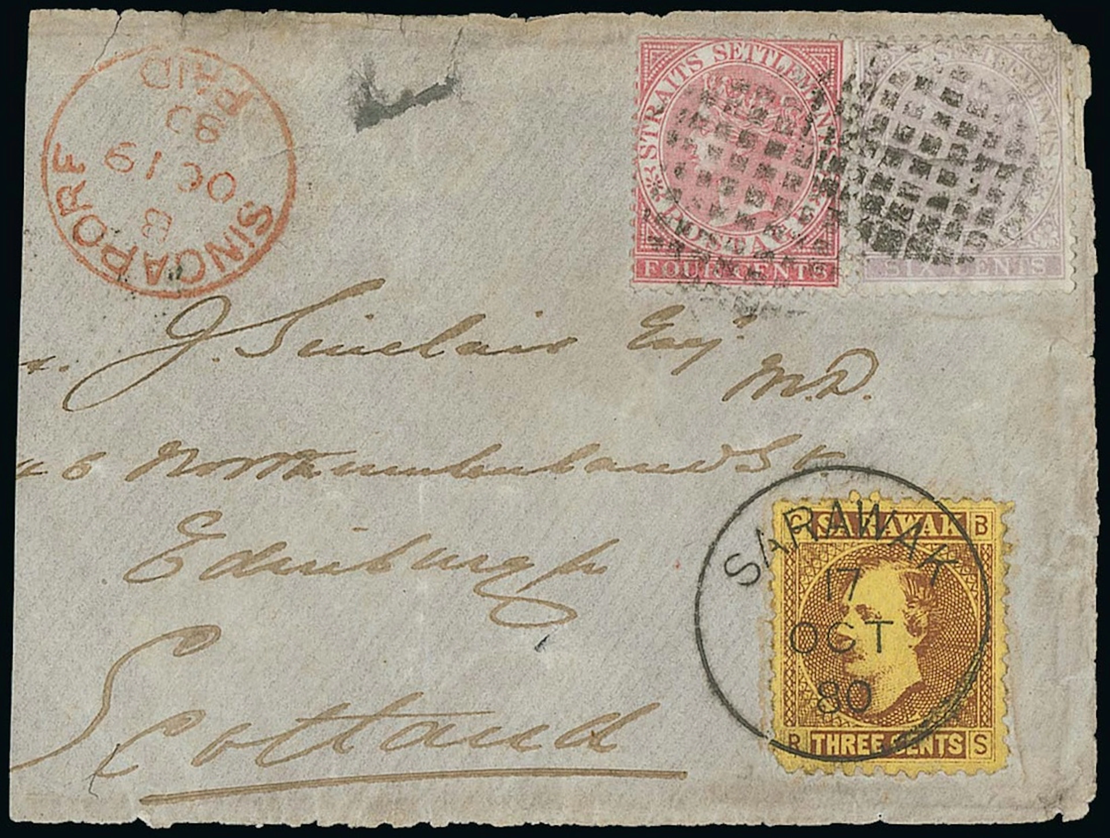 Sarawak 1871 Sir James Brooke Combination Covers and Pieces 1880 (17