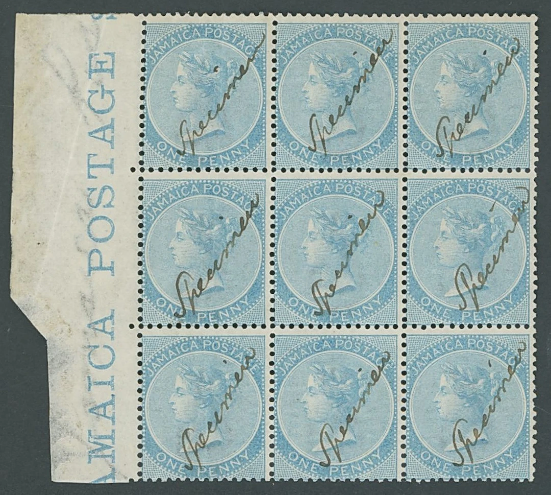 Jamaica 1860-70 Watermark Pineapple Specimen Stamps 1d. pale blue