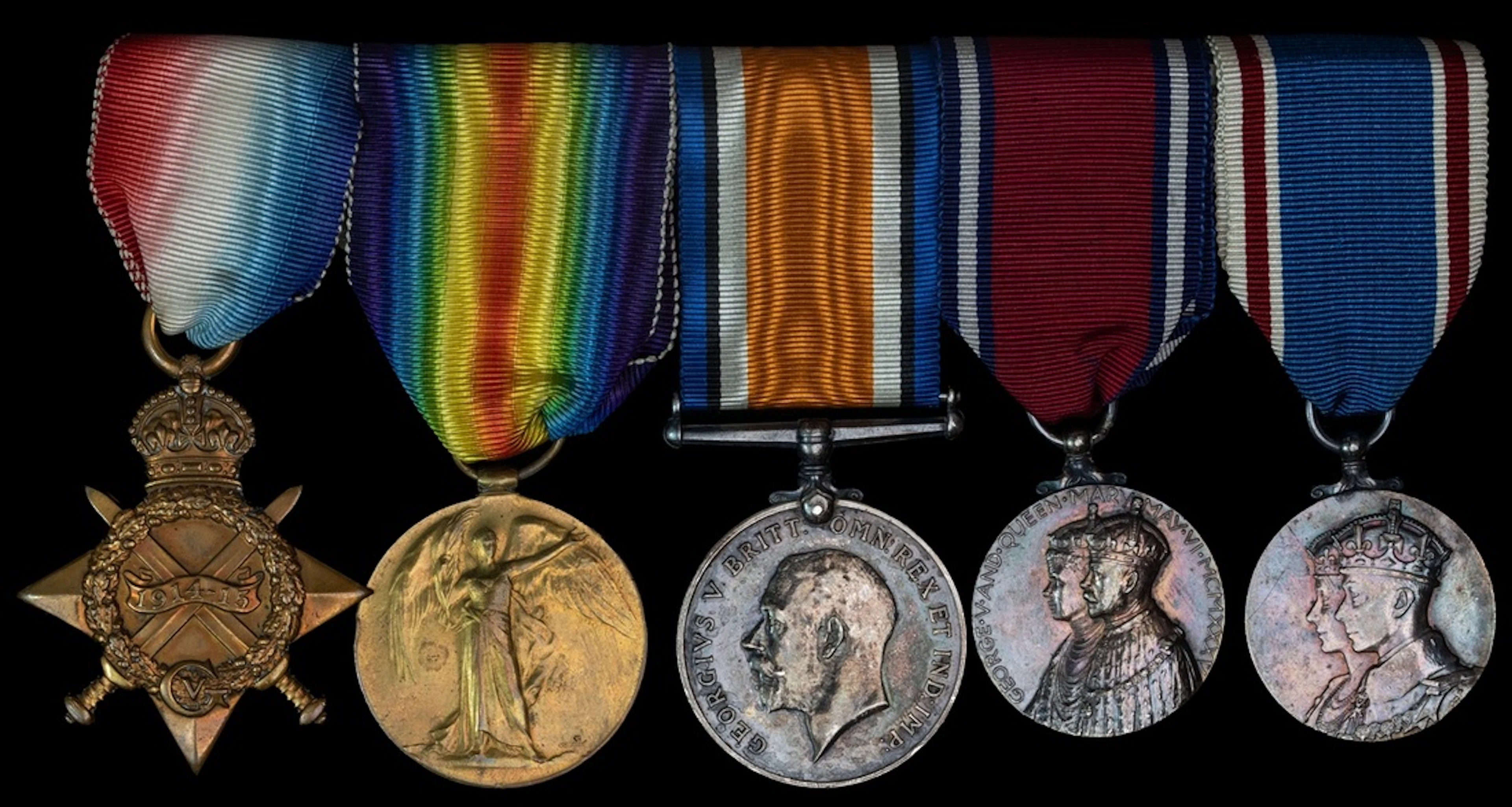 The campaign group of five awarded to Private F. Taylor, 7th Battalion