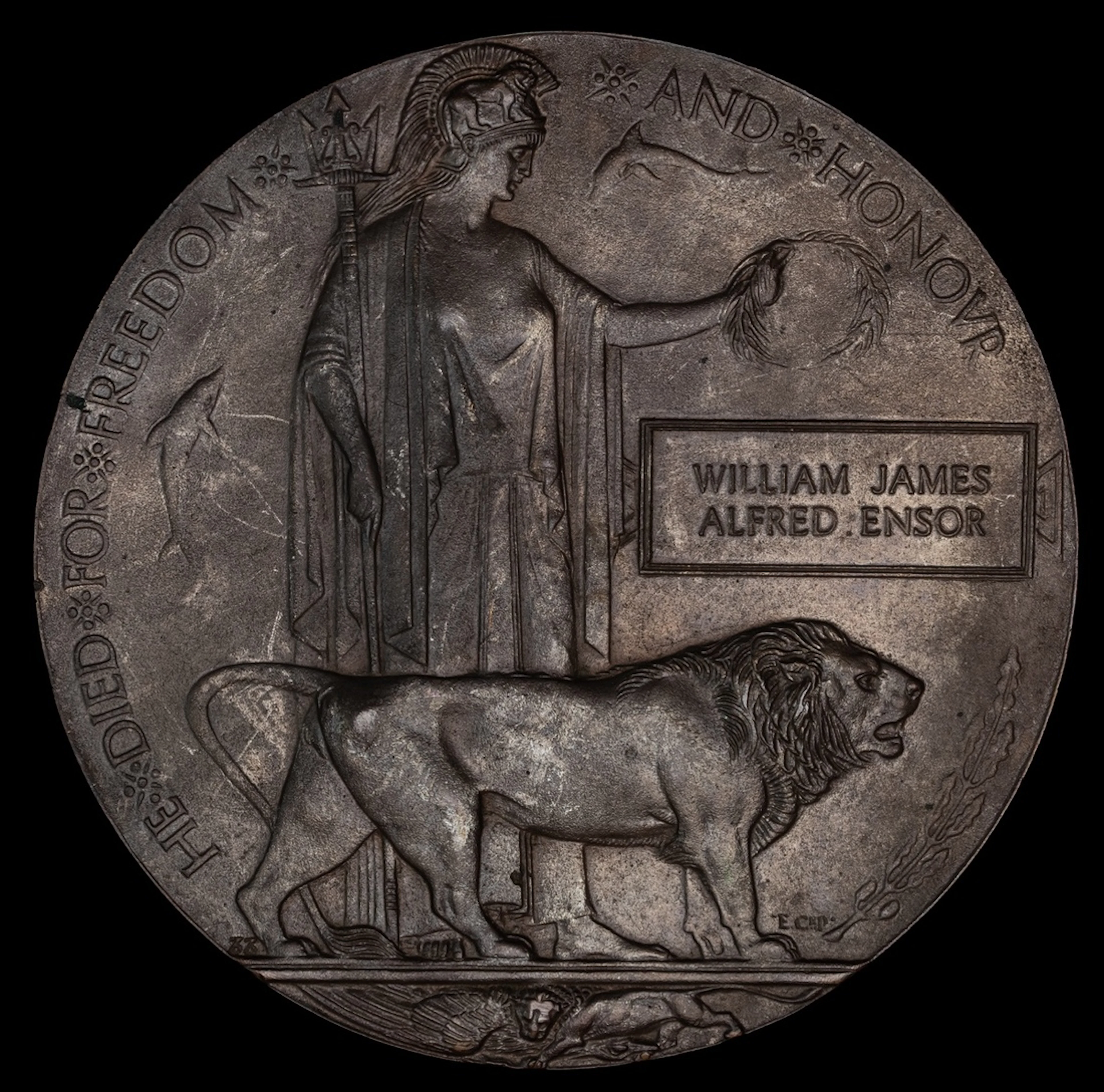The Great War Bronze Memorial Plaque awarded in memory of 2nd Lieutenant