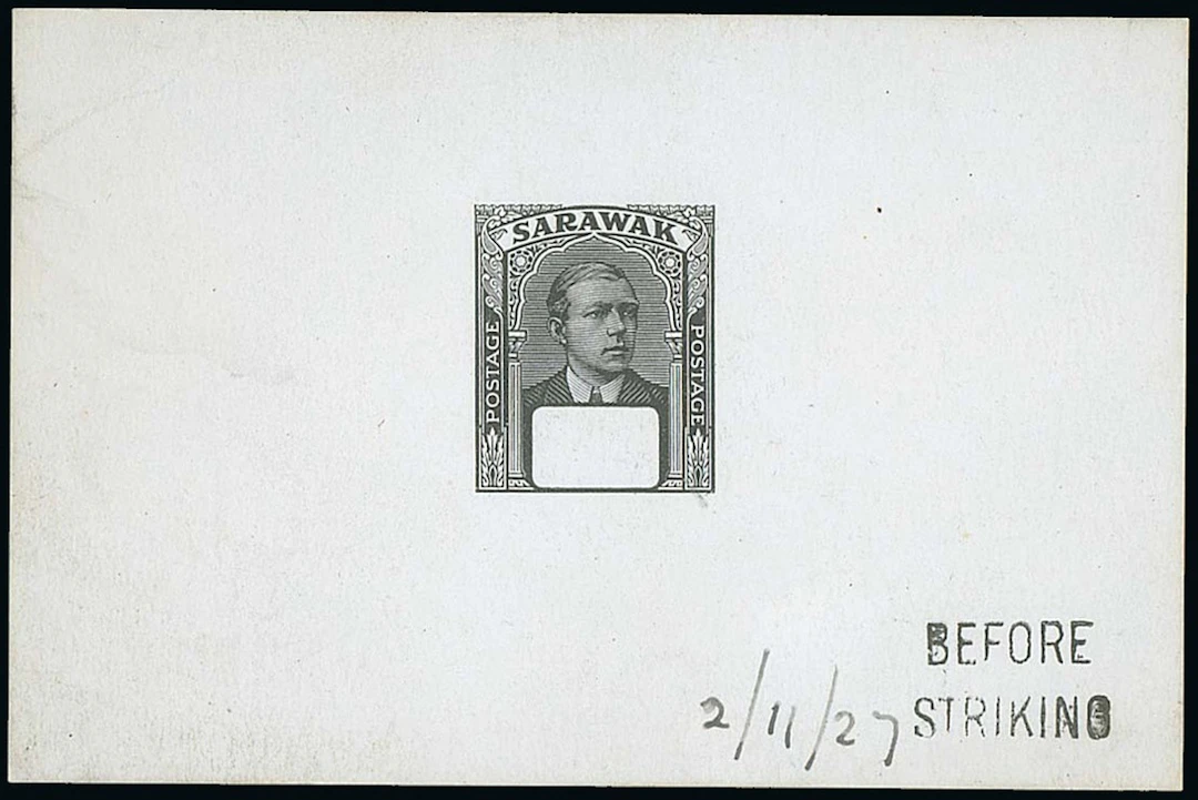 Sarawak 1928-29 Sir Chrles Vyner Brooke Die Proof Master with blank