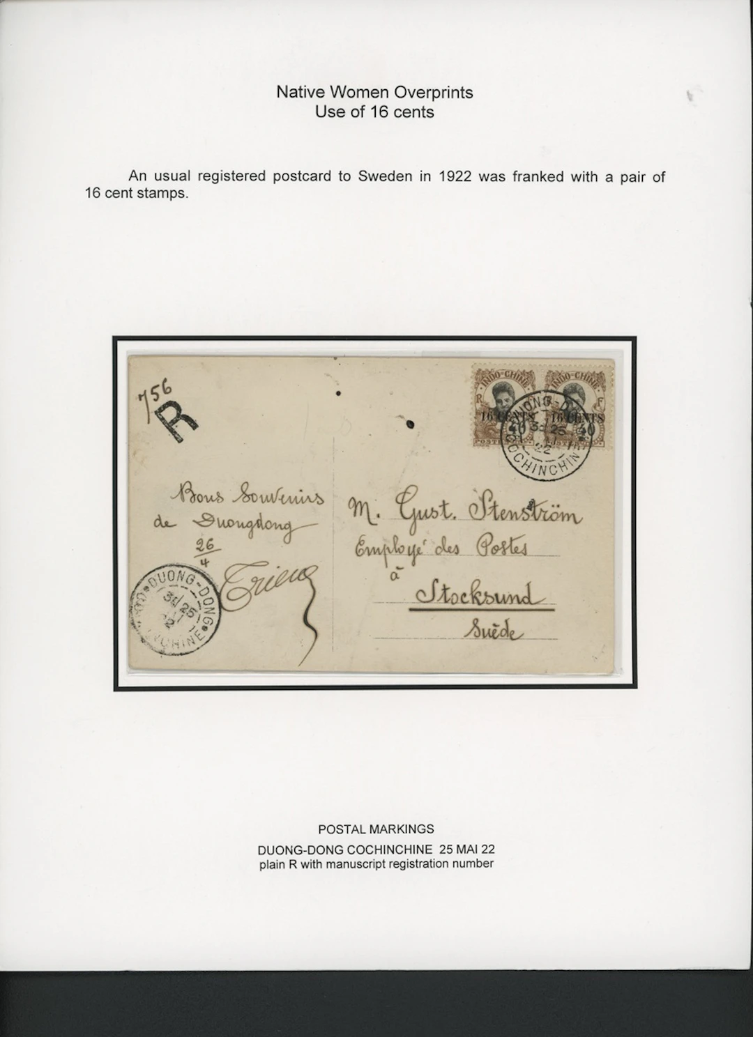 Indo-China French Indo-Chinese Post Office 1919 Native Women overprinted issue