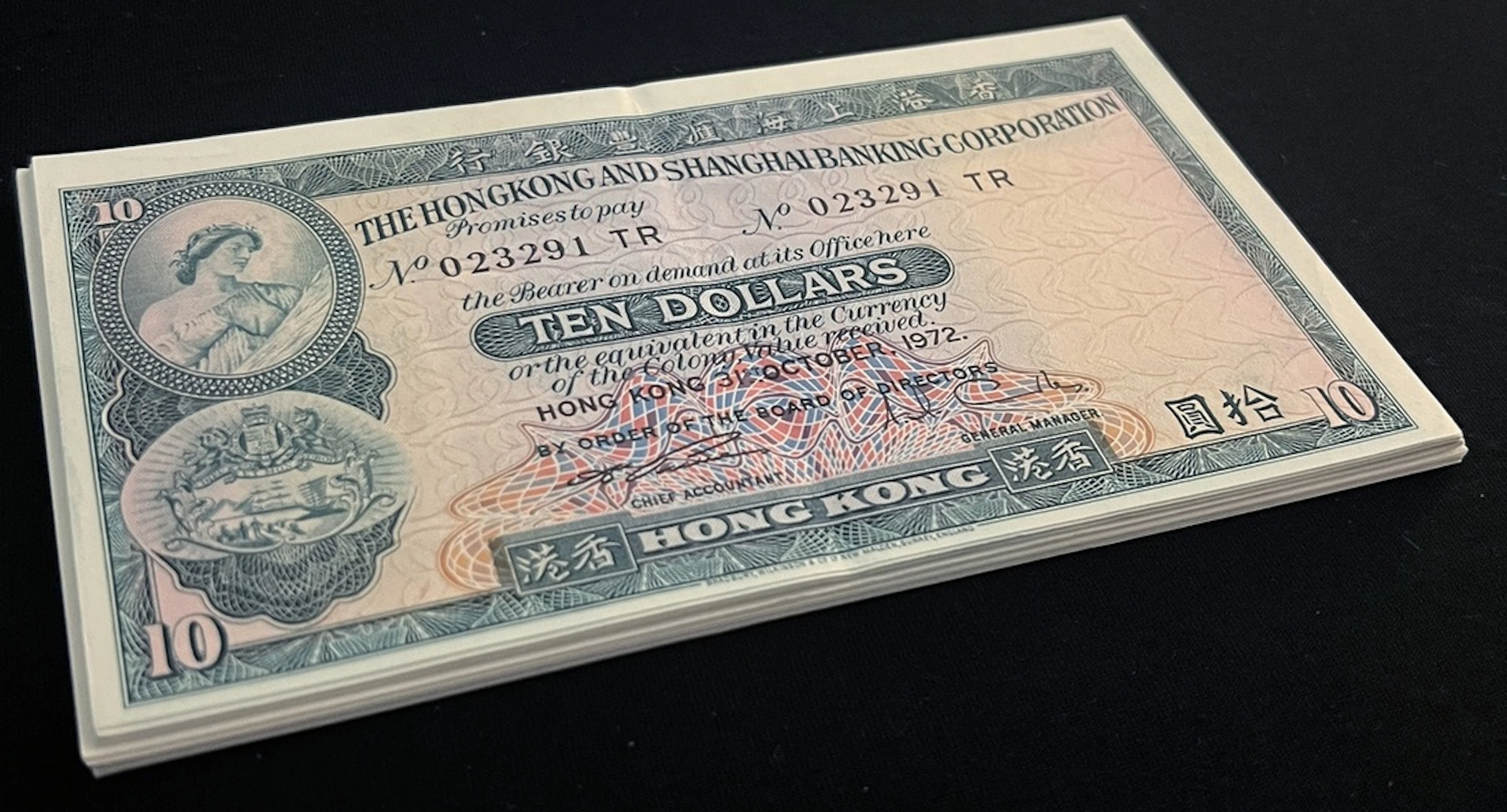 HongKong & Shanghai Banking Corporation, $10 (30), 1972, including