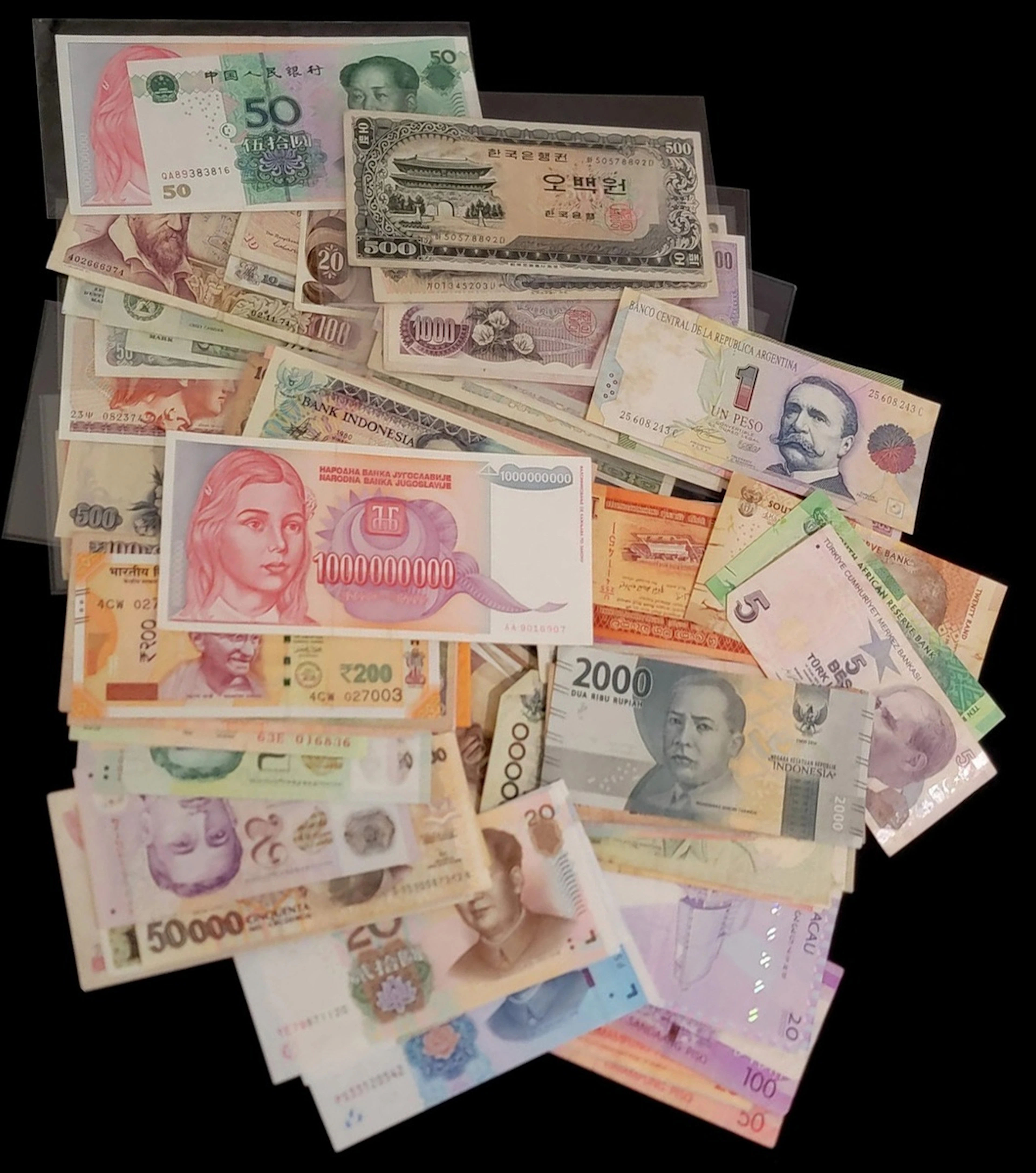 World Banknotes, a group of 150+, including