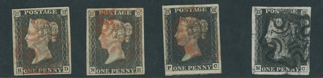 Great Britain 1840 One Penny Black Mixed Plates Plate 1a HD (ray flaws