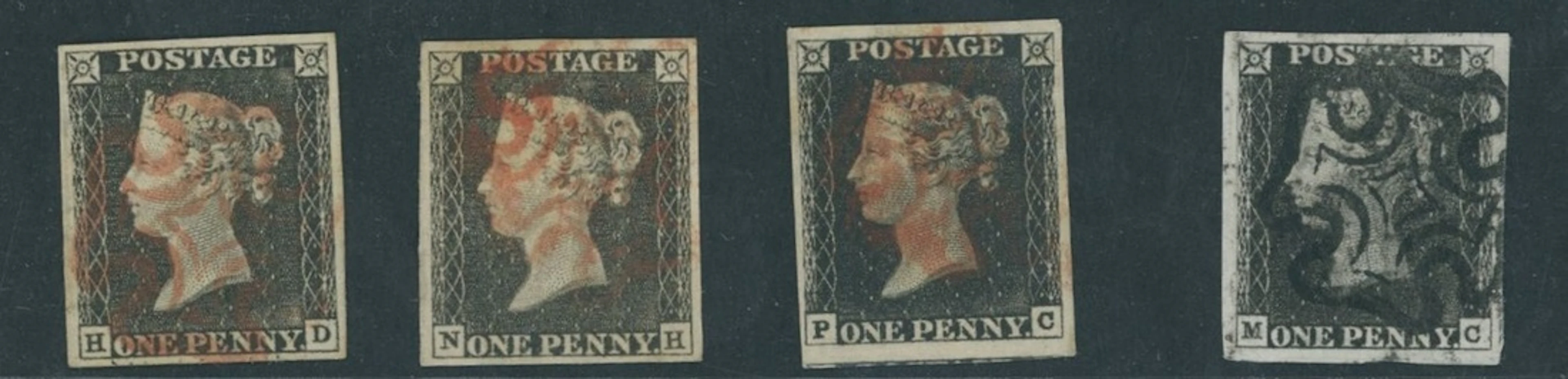 Great Britain 1840 One Penny Black Mixed Plates Plate 1a HD (ray flaws