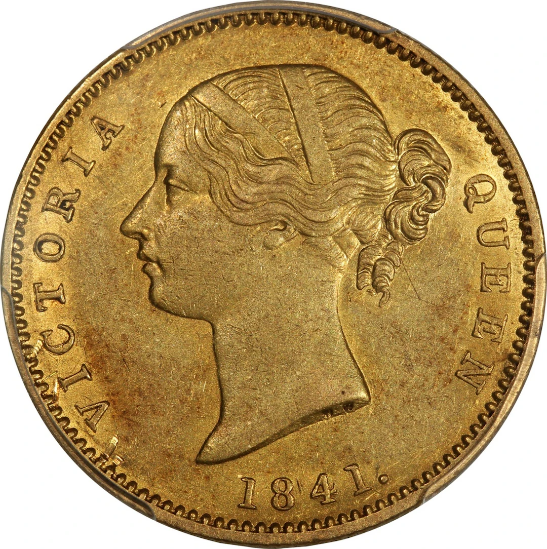 British India, Victoria, [PCGS AU Detail] gold Mohur, 1841-(C), Calcutta