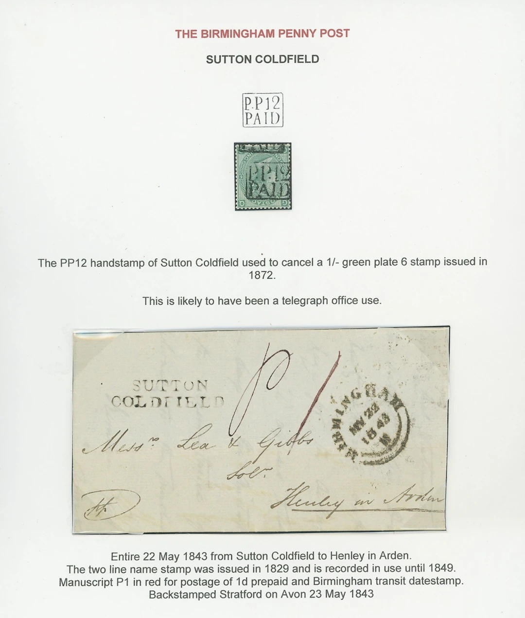 Great Britain Postal History 1843 (22 May), entire letter to Henley