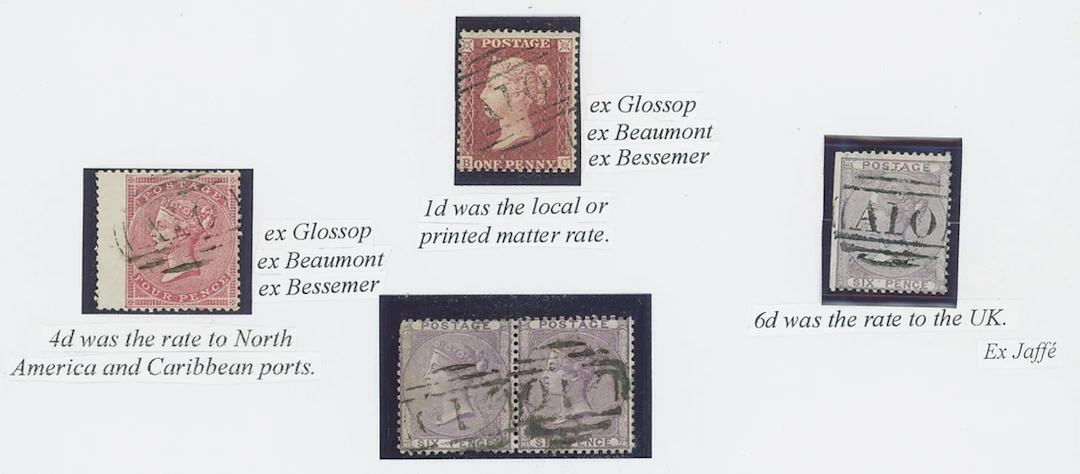 St. Vincent Great Britain used in St. Vincent 1d. rose-red, 4d. rose