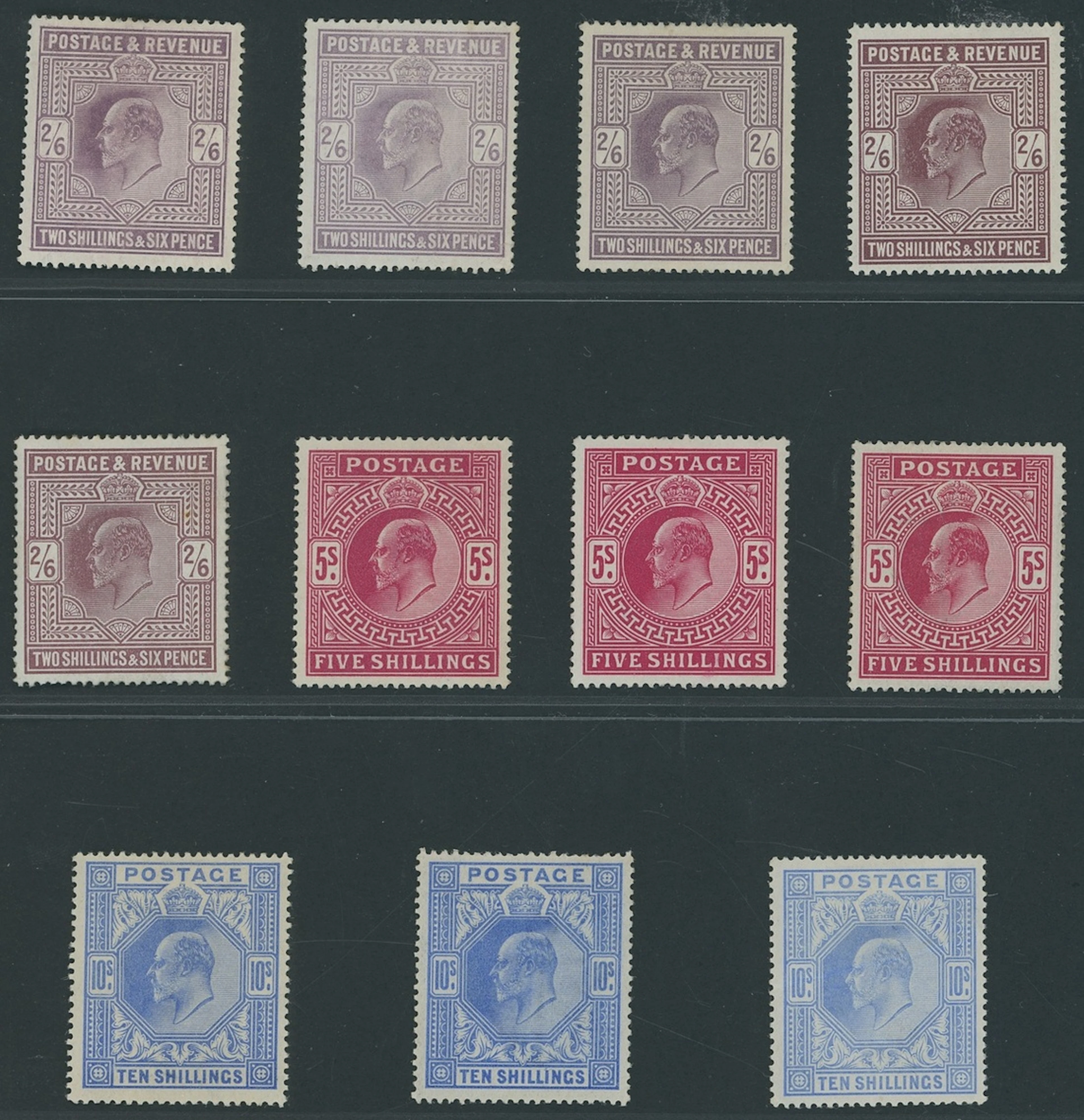 Great Britain King Edward VII 1902-10 De La Rue A selection of shades