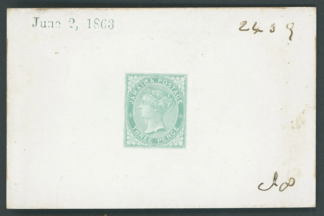 Jamaica 1860-70 Watermark Pineapple Die Proofs 3d. State 4 (short