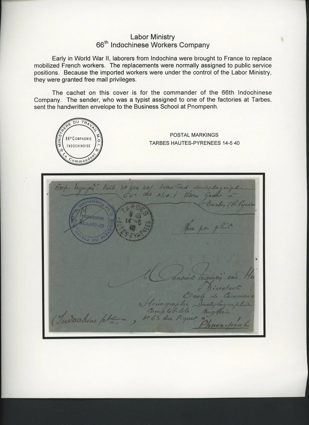 Indo-China French Indo-Chinese Post Office Military Mail