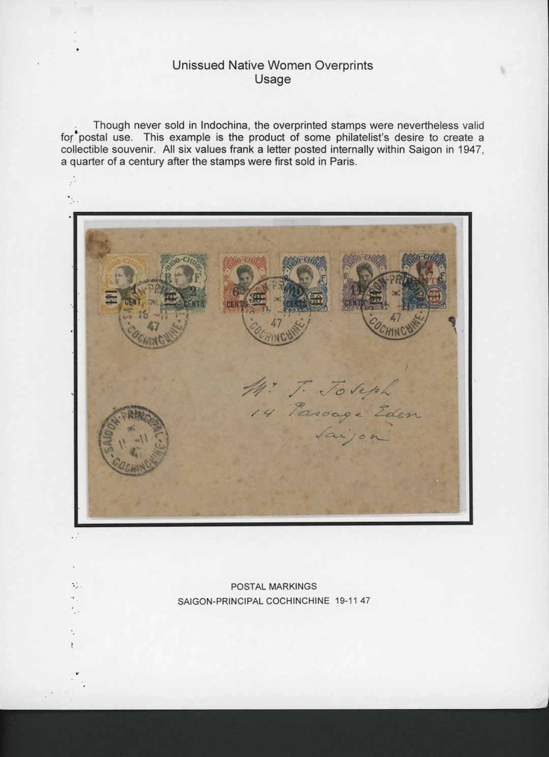 Indo-China French Indo-Chinese Post Office 1922 Unissued series