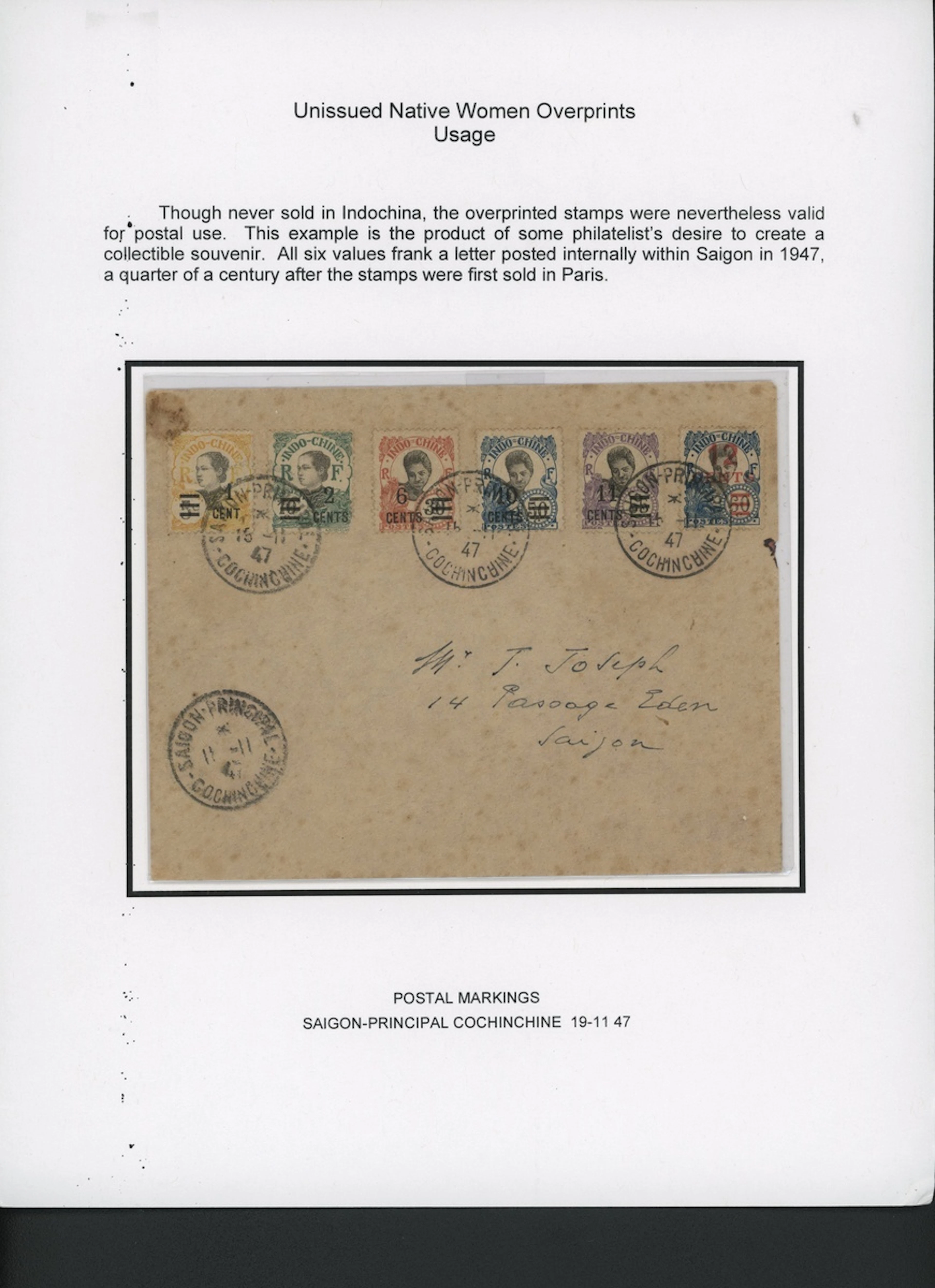 Indo-China French Indo-Chinese Post Office 1922 Unissued series
