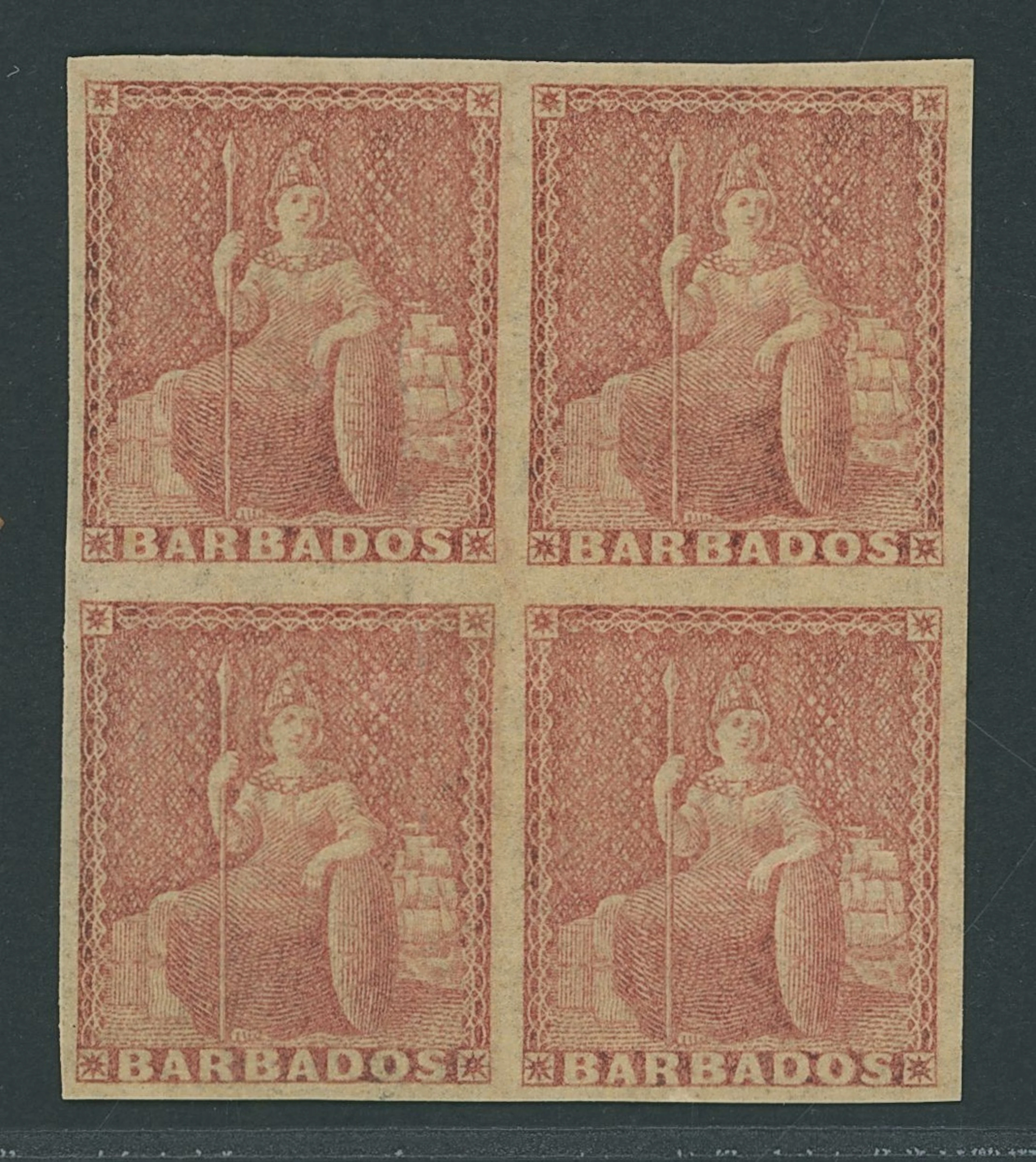 Barbados Britannia Issues 1861-70 no watermark, rough perf 14 to 16
