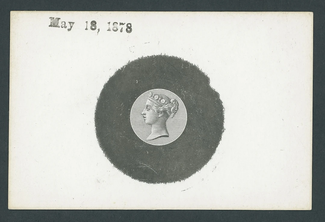 Great Britain 1878 die proof of the Queen's head on uncleared surround