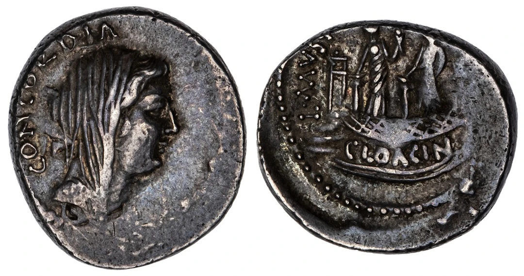 Roman Republic, L. Mussidius Longus, AR Denarius, struck 42 BC, CONCORDIA