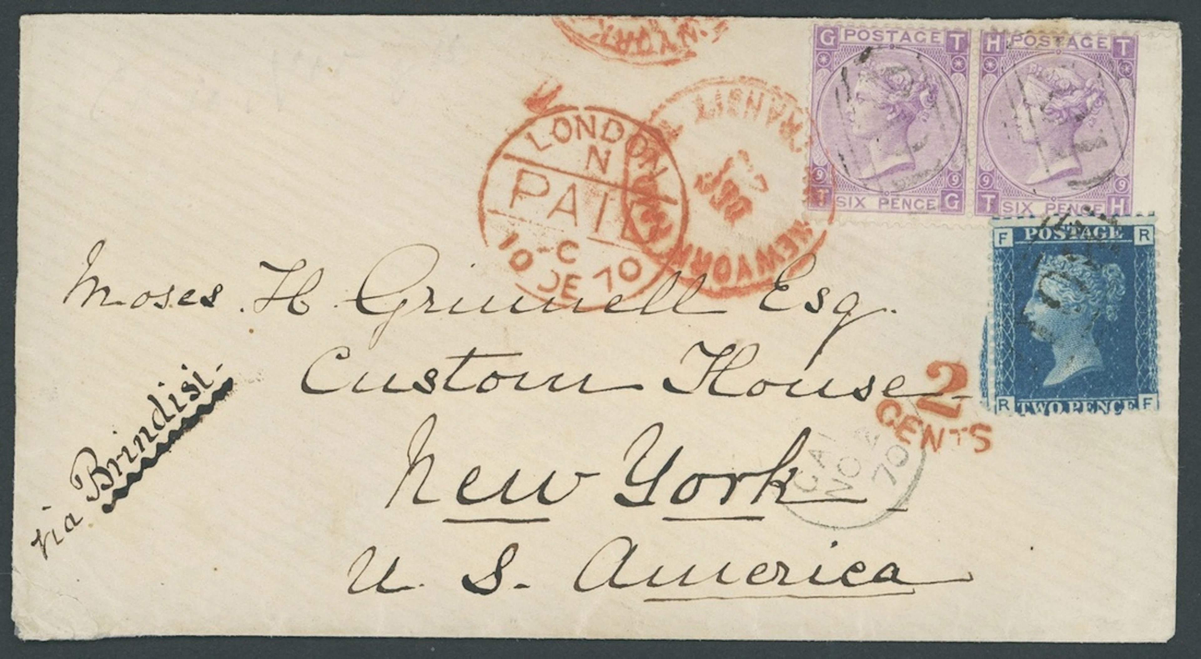Great Britain Used Abroad Egypt 1858-76 2d. blue Plate 13: RF, used