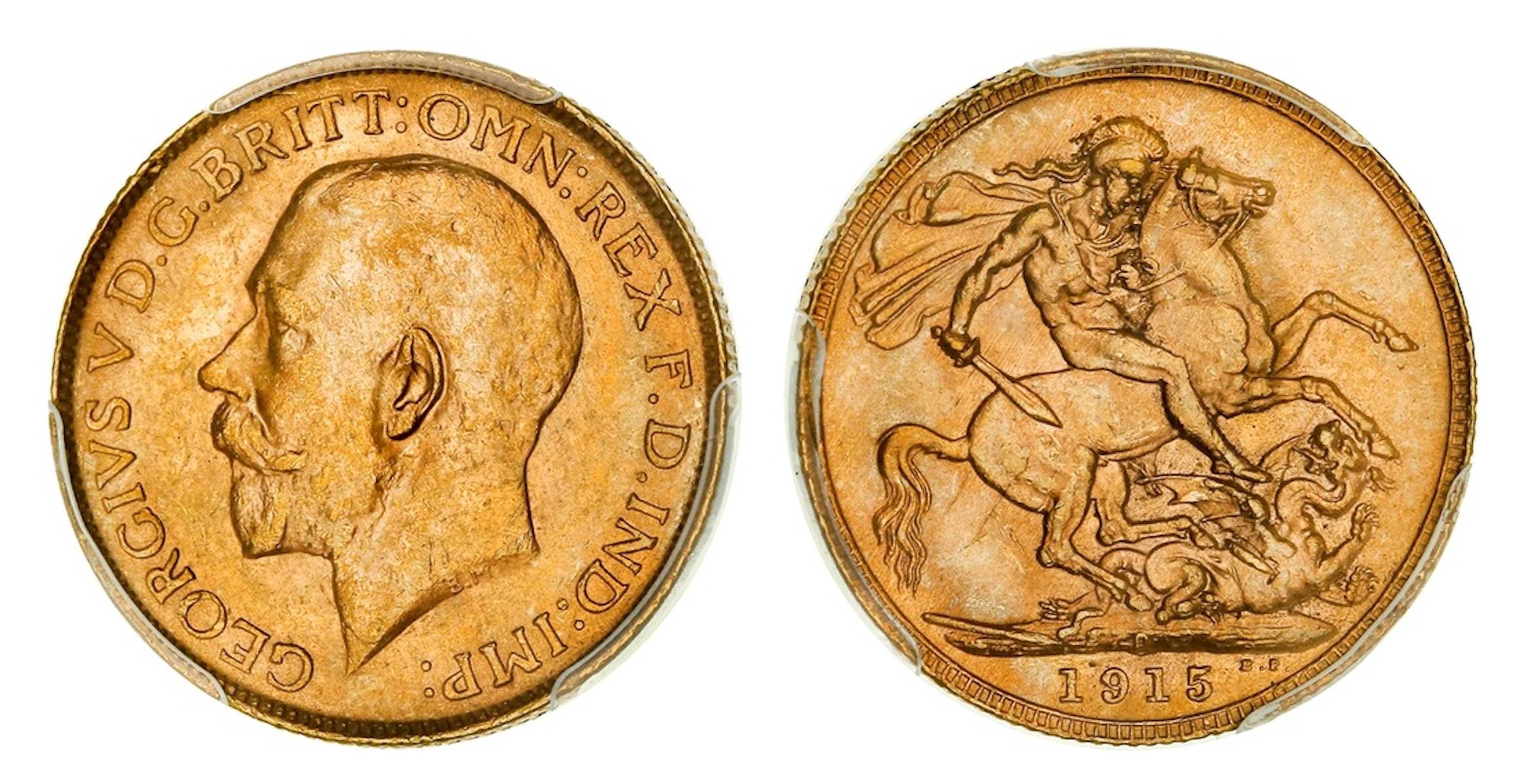 PCGS MS62 | Australia, George V (1910-1936), Sovereign, 1915-P, Perth