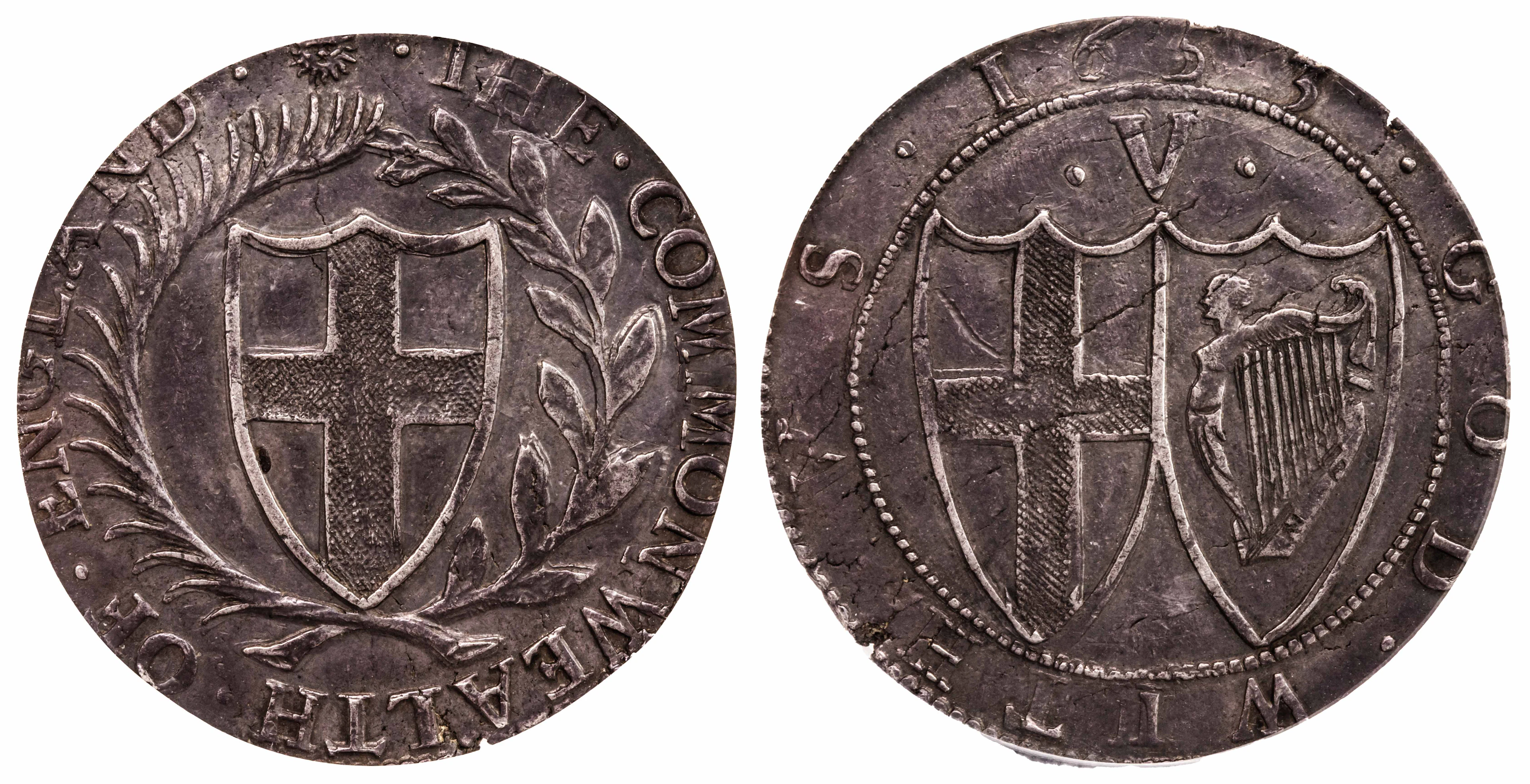 PCGS XF45 | Commonwealth (1649-1660), Crown, 1653, Tower, Ns over