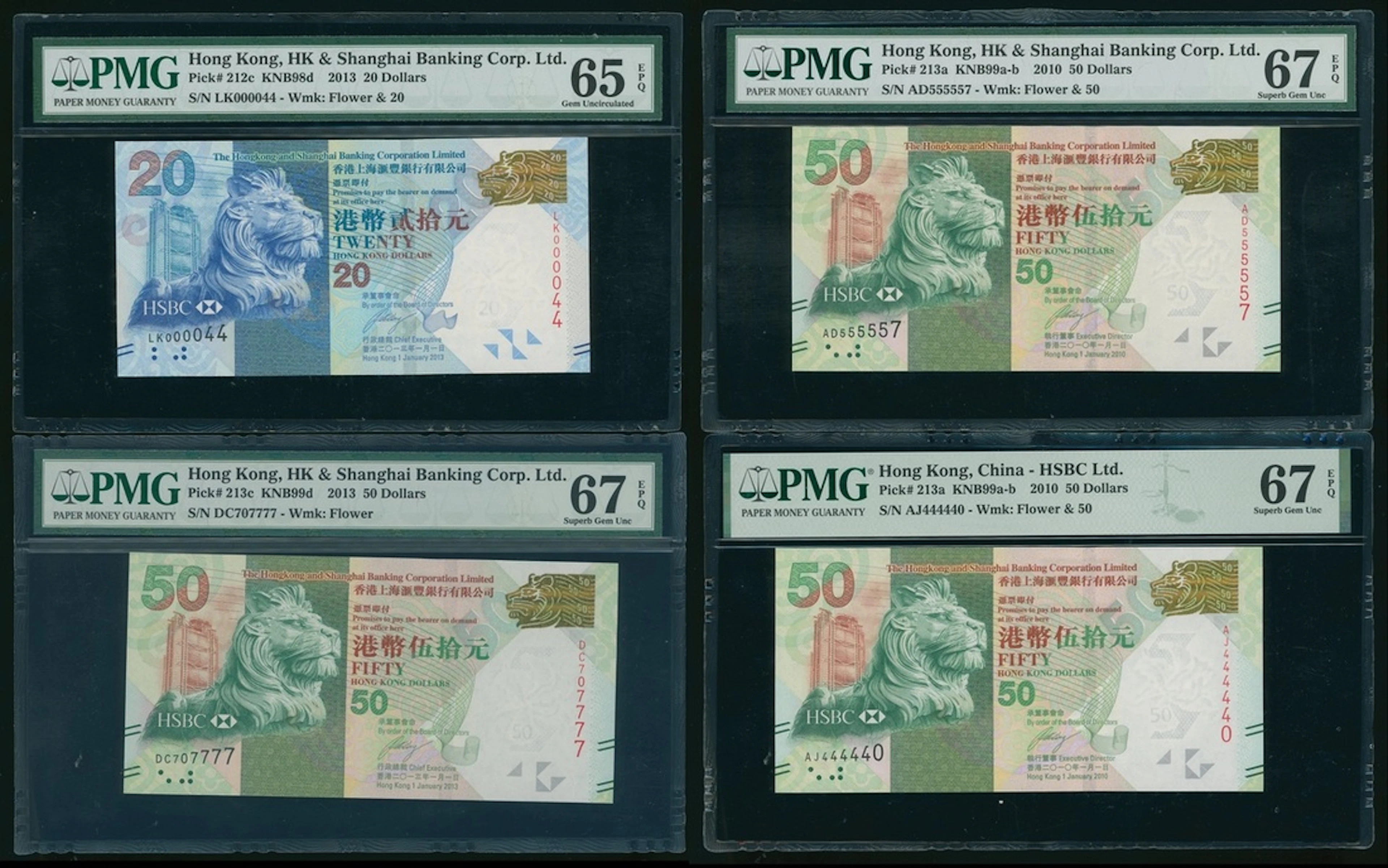 Hongkong & Shanghai Banking Corporation, a group of 4x fancy serial