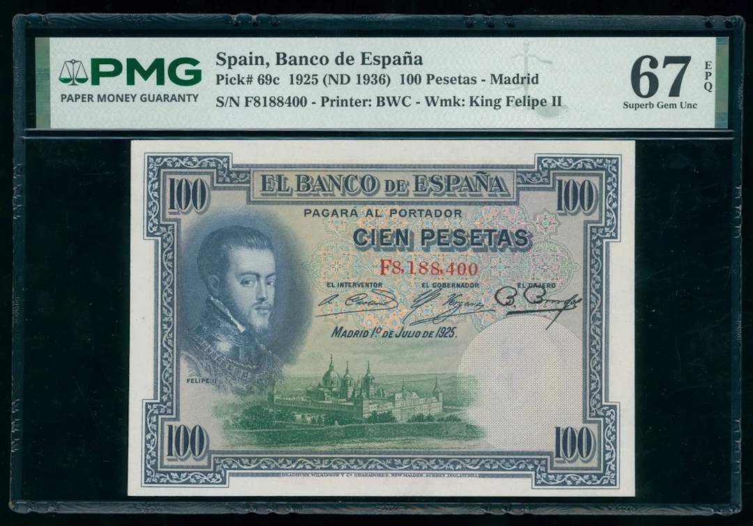 Banco de Espana, Spain, 100 pesetas, 1925, serial number F8188400, (Pick 69c)