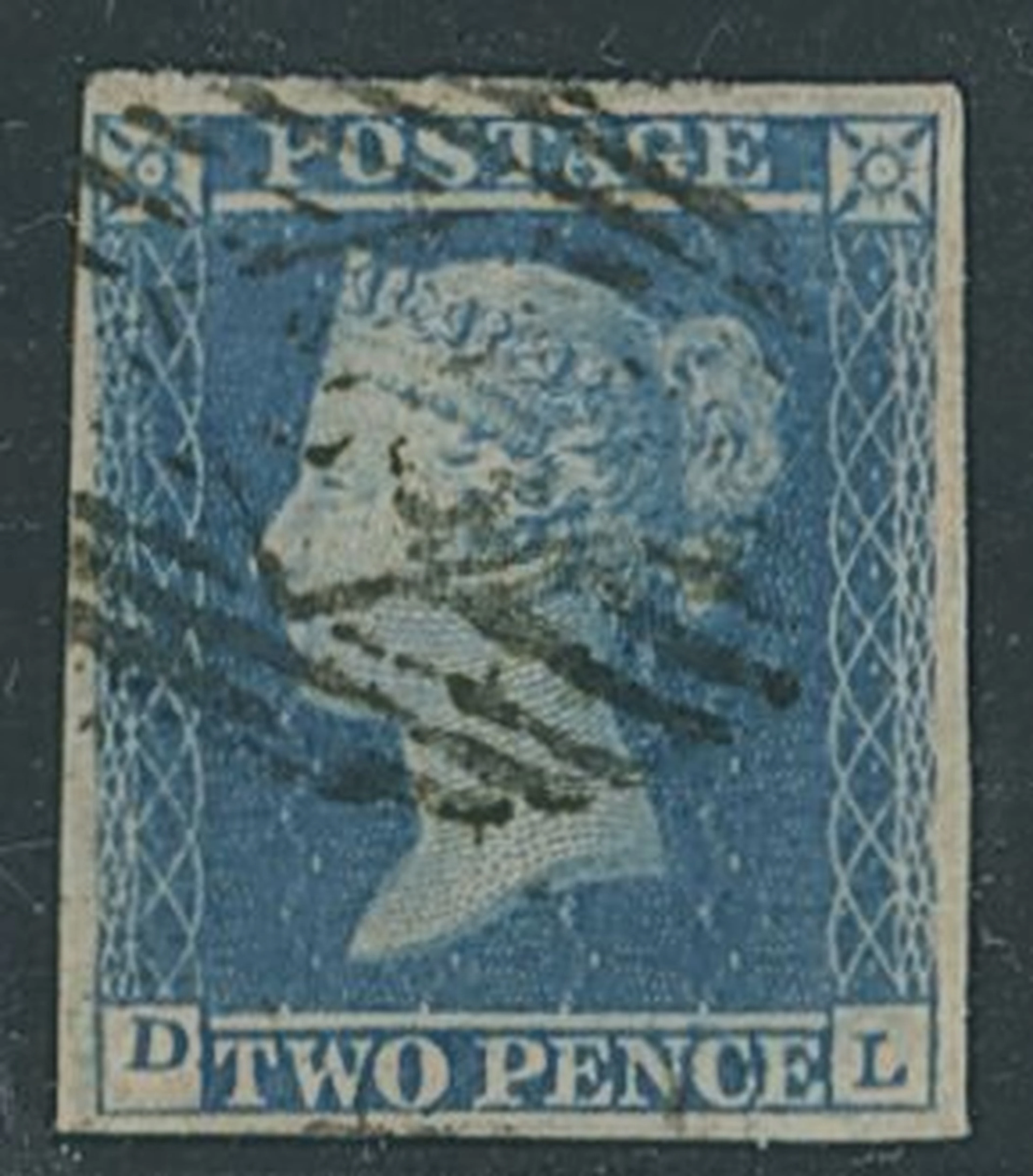 Great Britain 1841 Two Pence Blue Plate 4 DL violet blue on thick