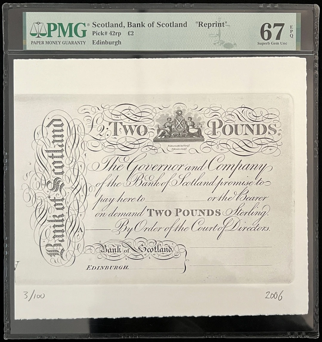 Bank of Scotland, reprint proof like £2, (Pick 42rp)