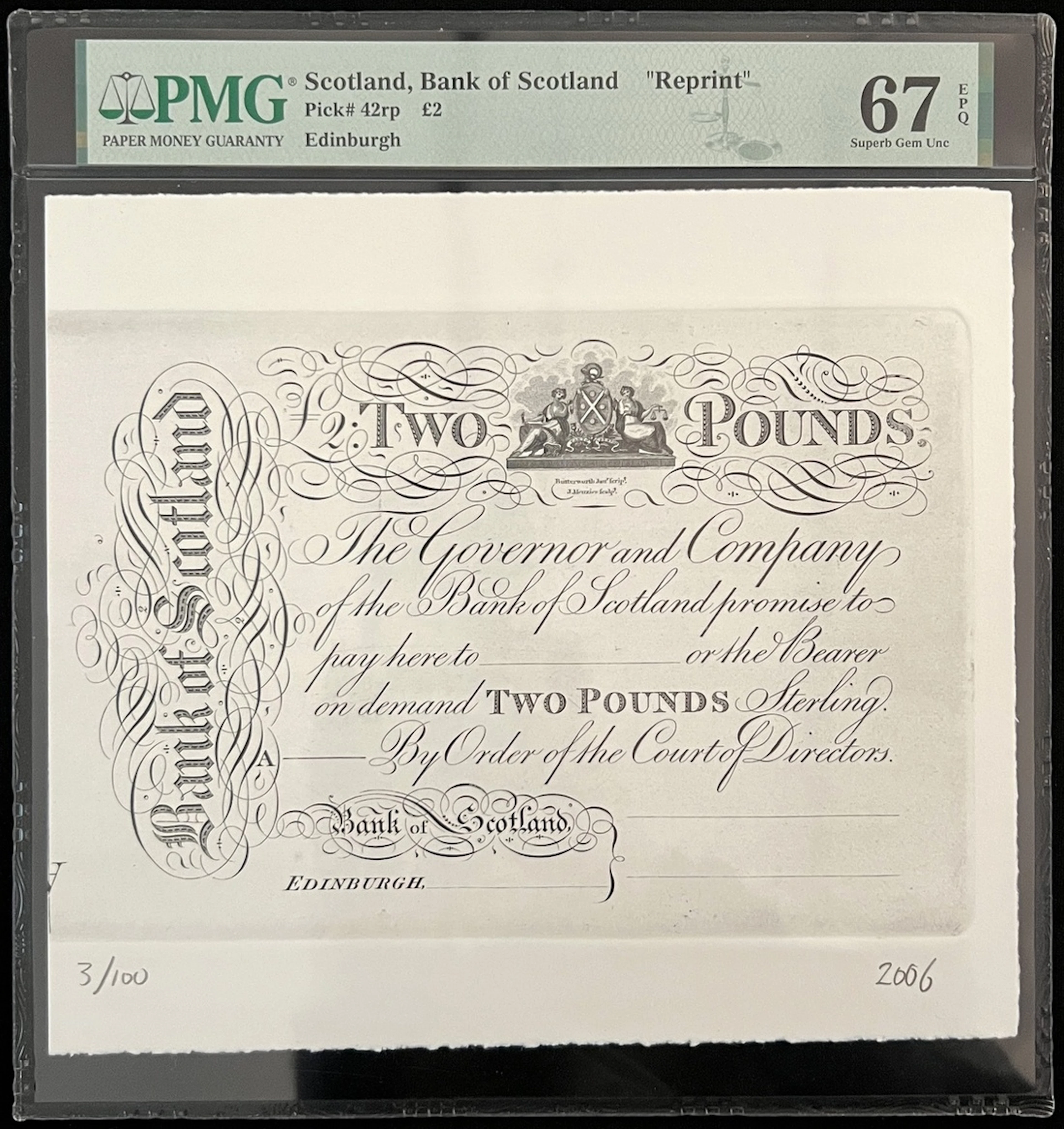 Bank of Scotland, reprint proof like £2, (Pick 42rp)