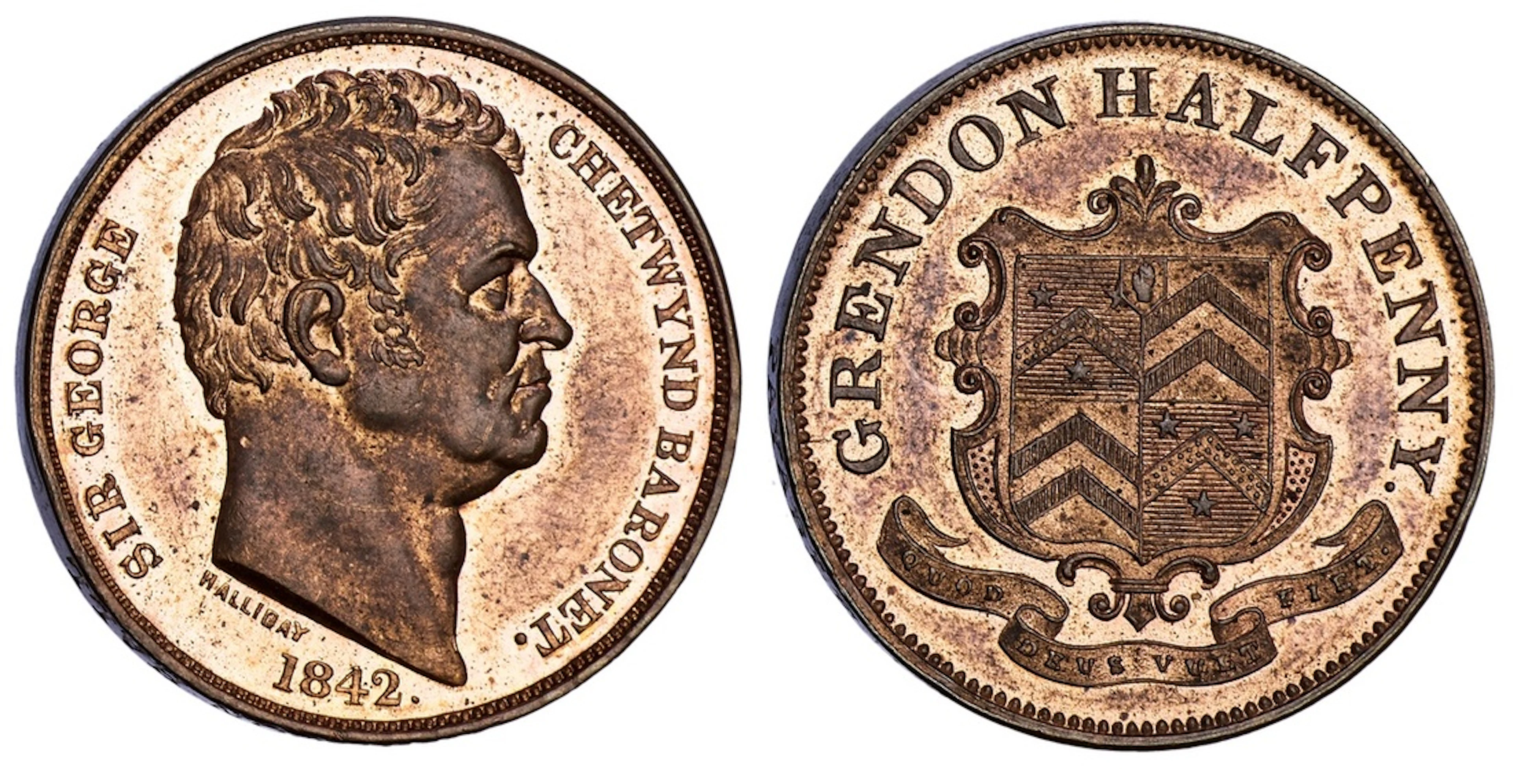 PCGS MS64 RB | WARWICKSHIRE, Atherstone, Grendon, Sir George Chetwynd