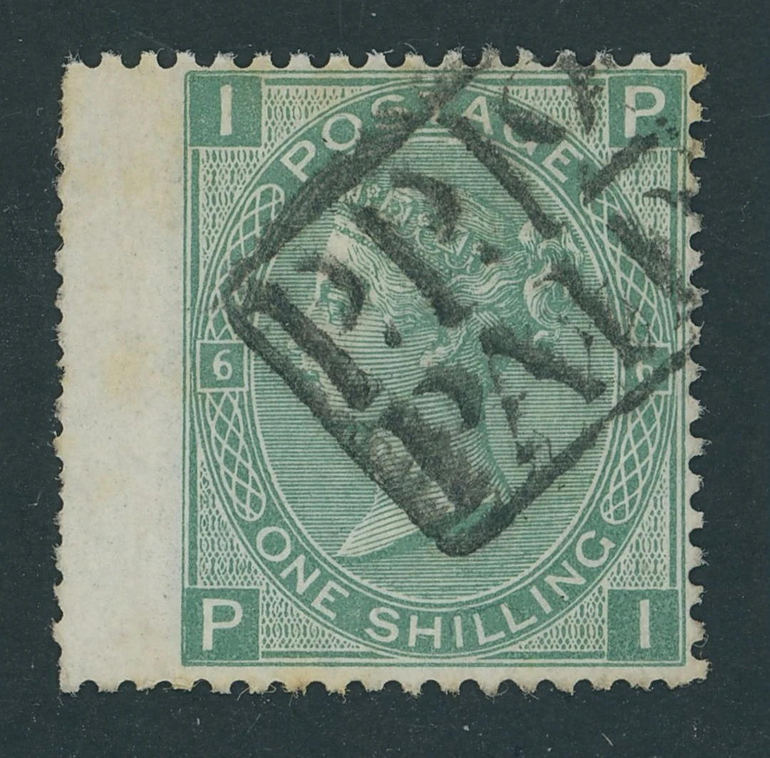 Great Britain 1867-80 1/- green, Plate 6, large part framed Sutton