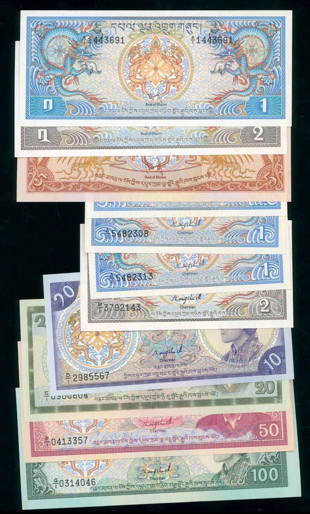 Bhutan, a group of 11x including, (Pick 5-7, 12, 13, 15-18)