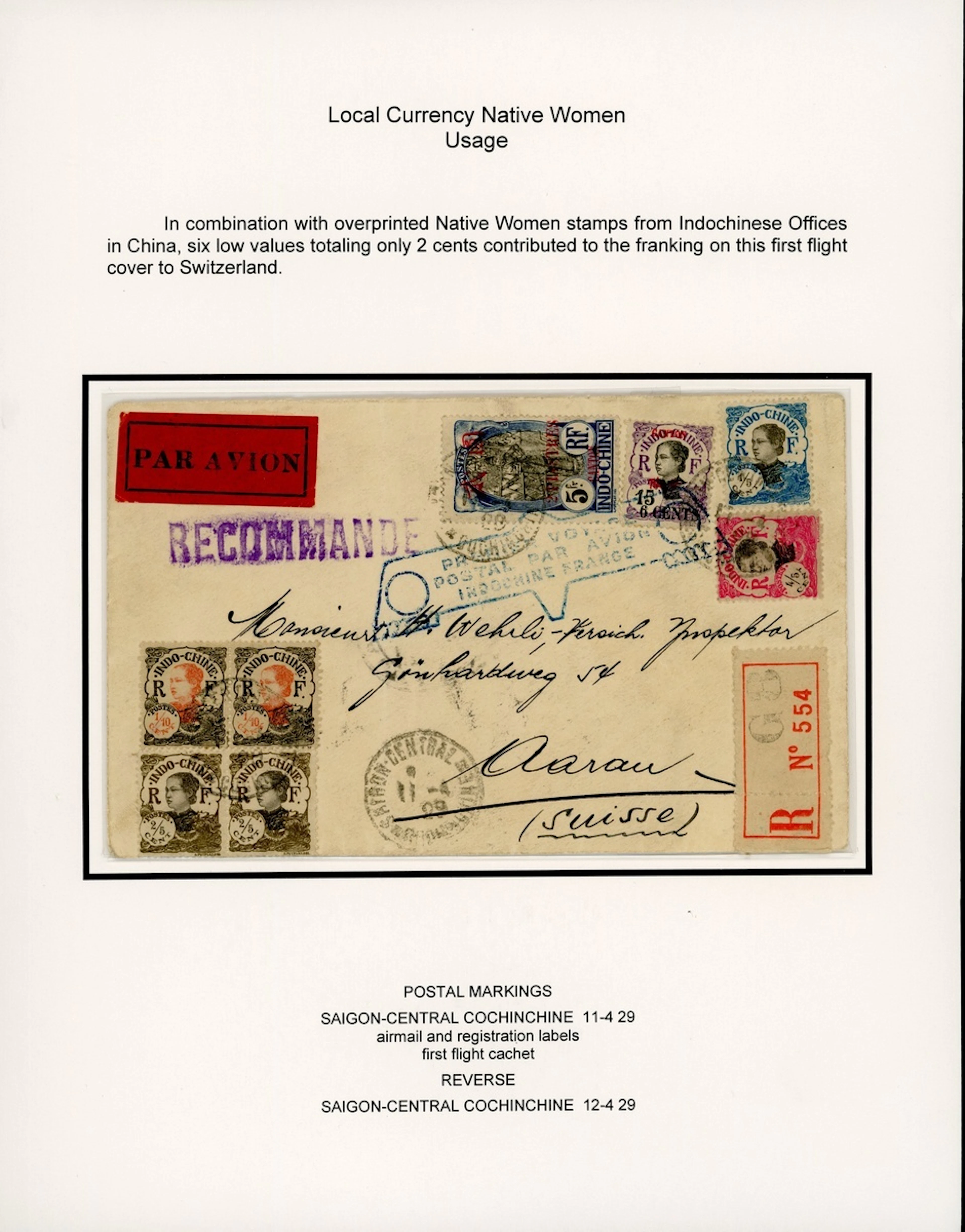Indo-China French Indo-Chinese Post Office 1922 Native Women issue