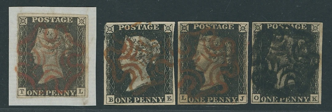 Great Britain 1840 One Penny Black Plate 1a TL, tied to small piece