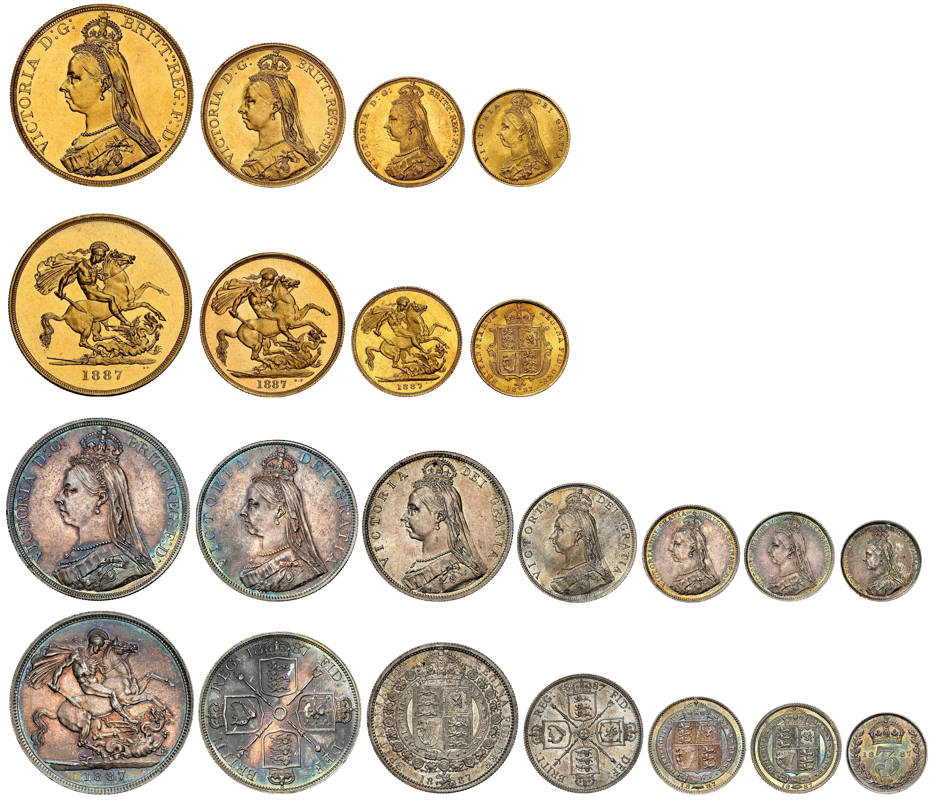 Victoria (1837-1901), 'Jubilee' Specimen Currency Long Set, 1887 (11)
