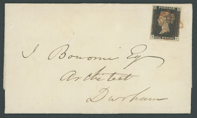 Great Britain 1840 One Penny Black Plate 4 TJ, good margins, tied