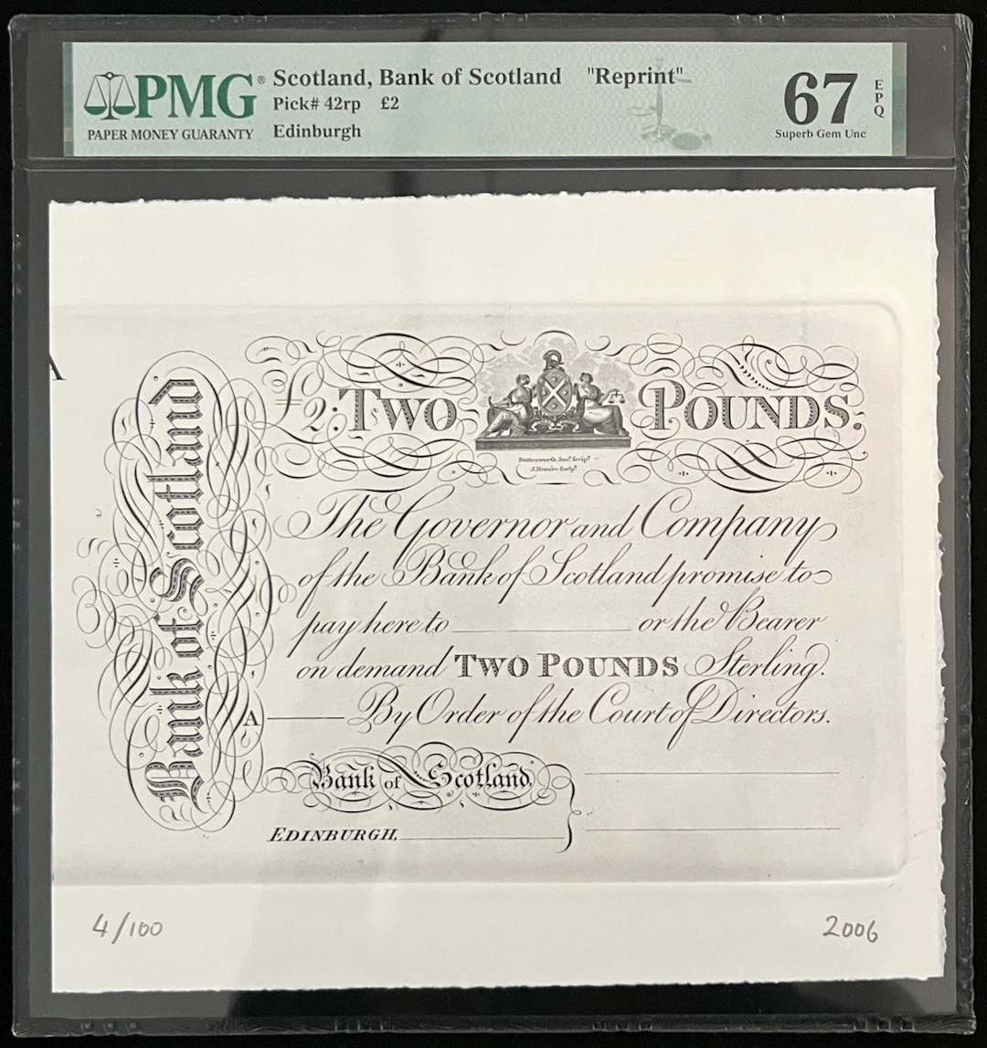 Bank of Scotland, reprint proof like £2, (Pick 42rp)
