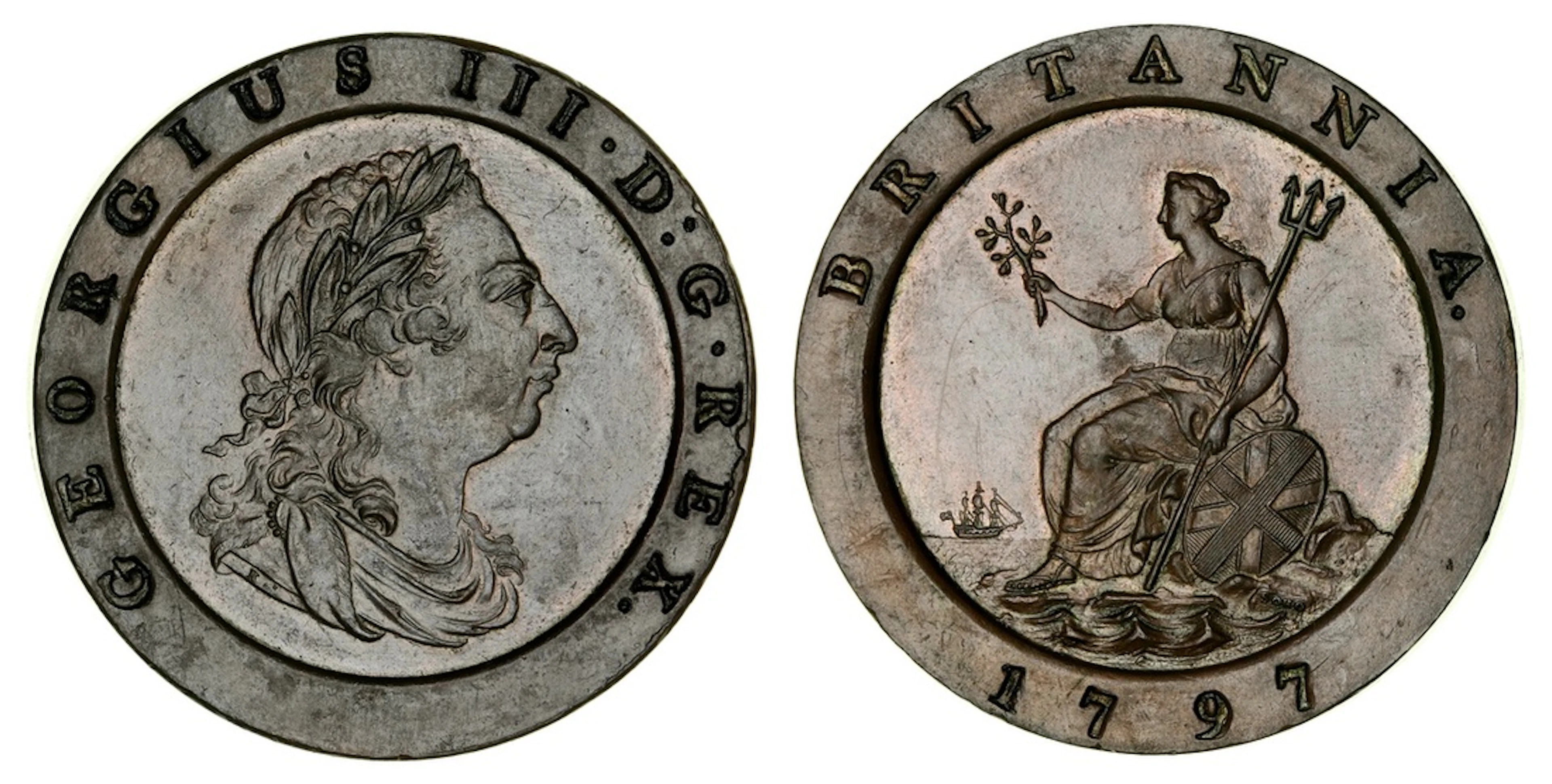 PCGS MS63 BN | George III (1760-1820), 'Cartwheel' Twopence, 1797, Soho